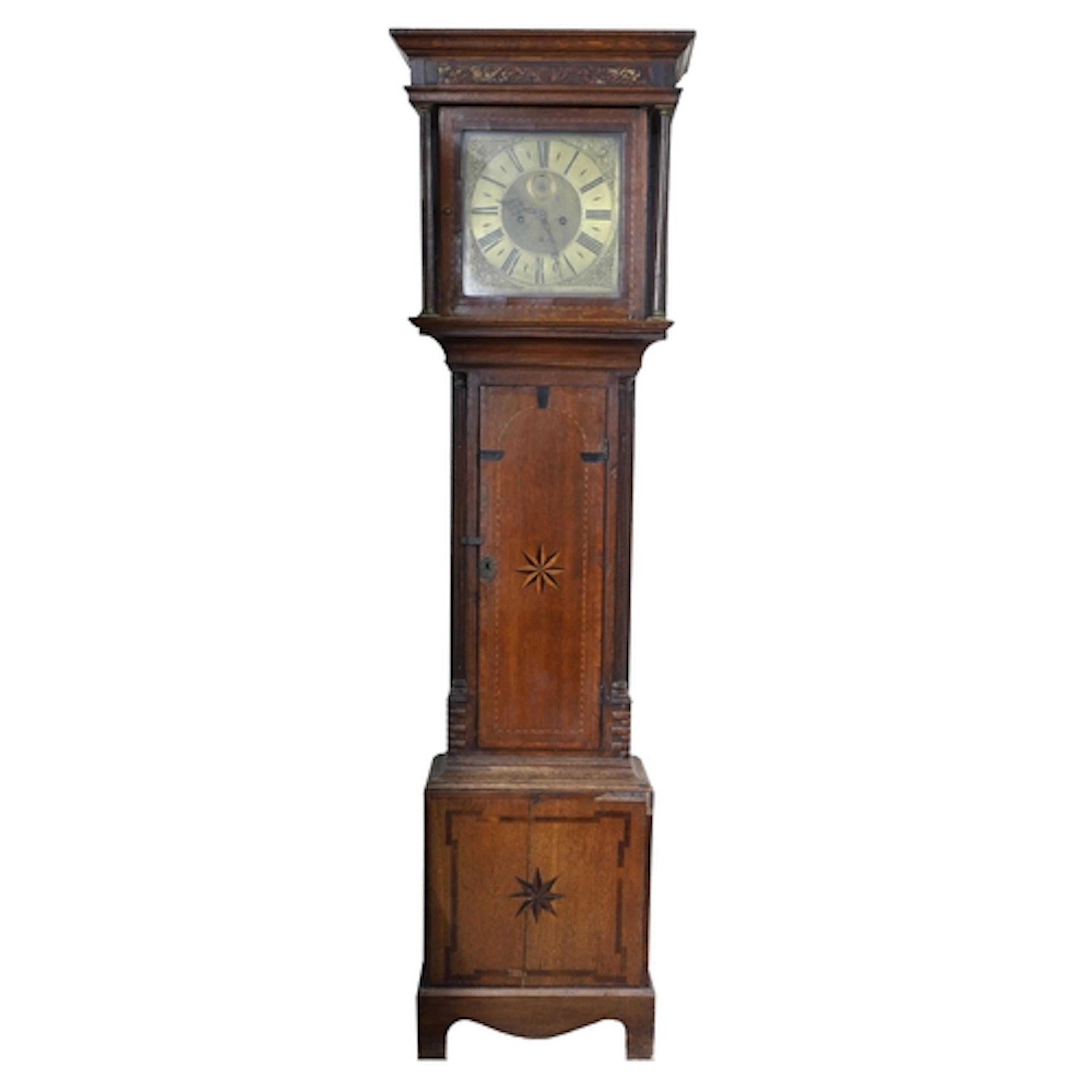 Early 19th century oak eight day longcase clock, the 12" squ...