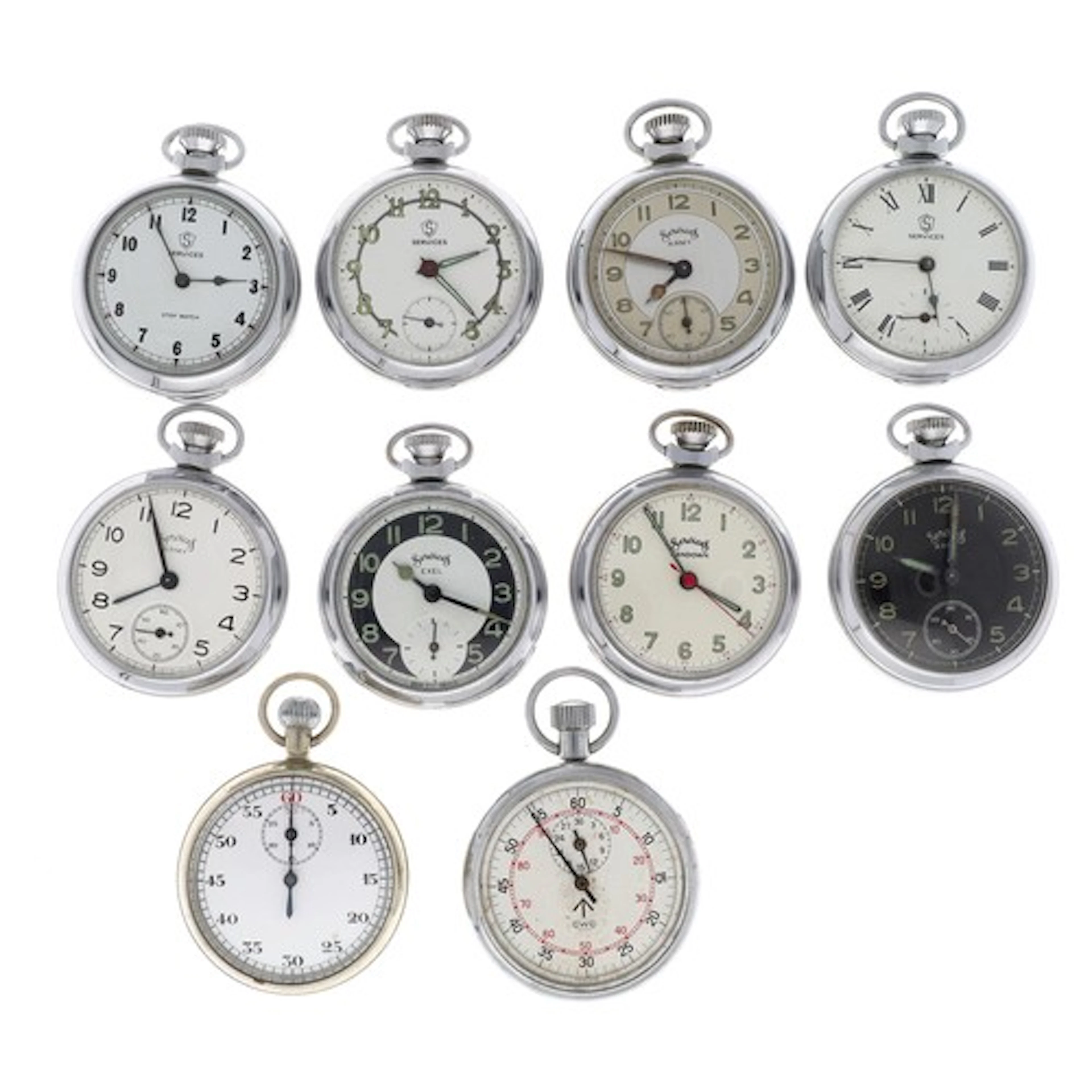 British Air Ministry nickel cased stopwatch, the case with i...