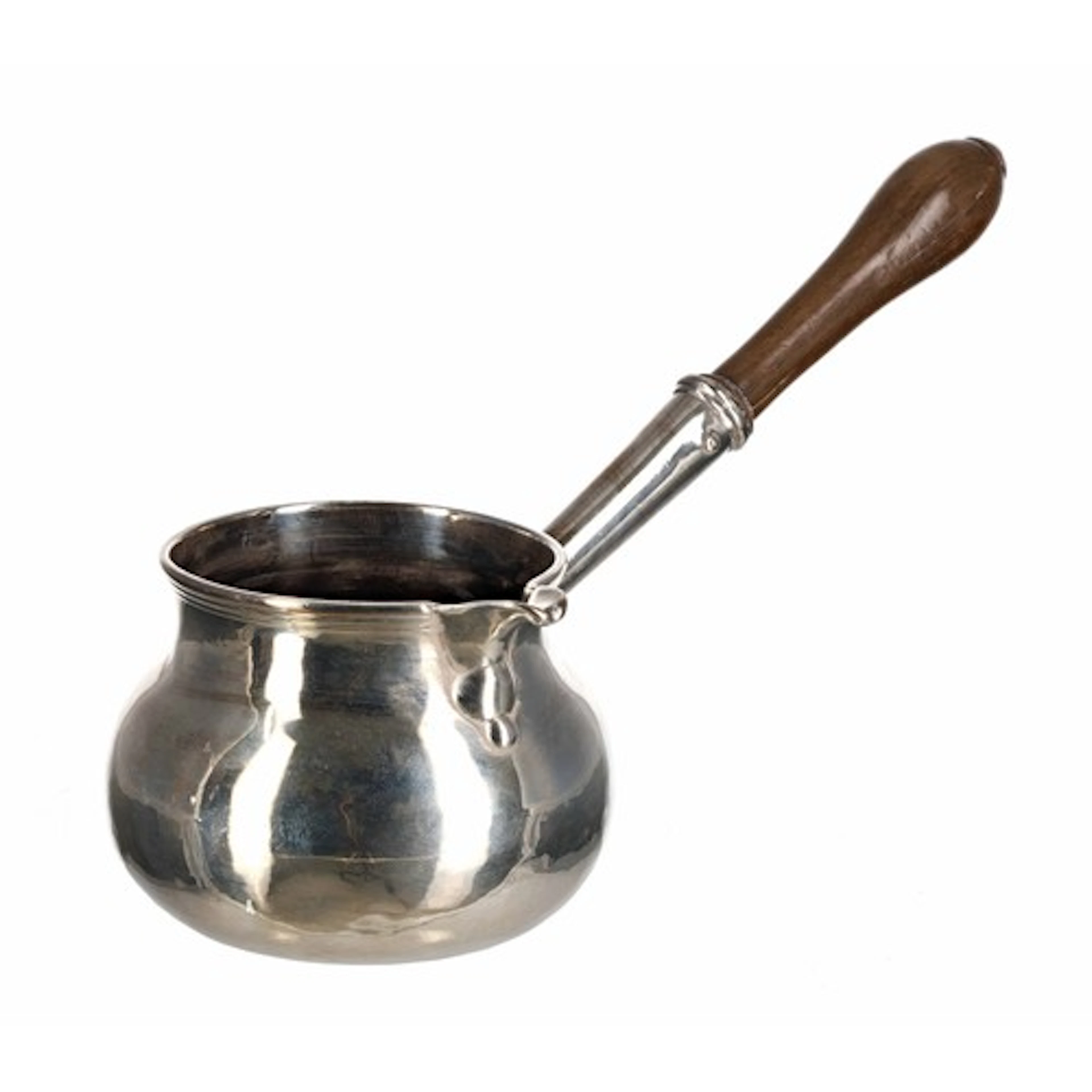 Georgian silver chocolate pourer, with turned hardwood handl...