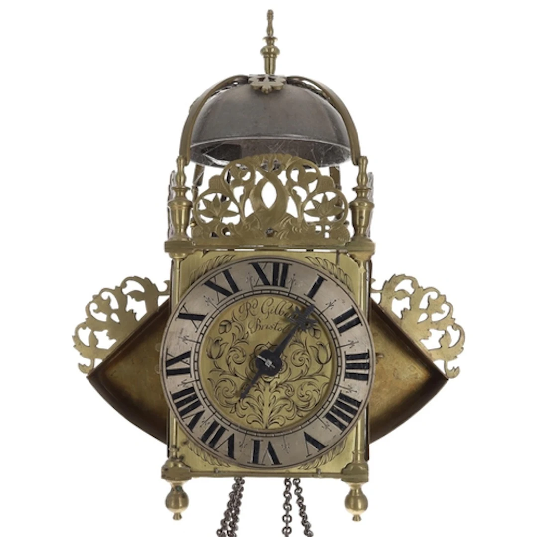 English hook and spike winged verge lantern clock, signed Rd...
