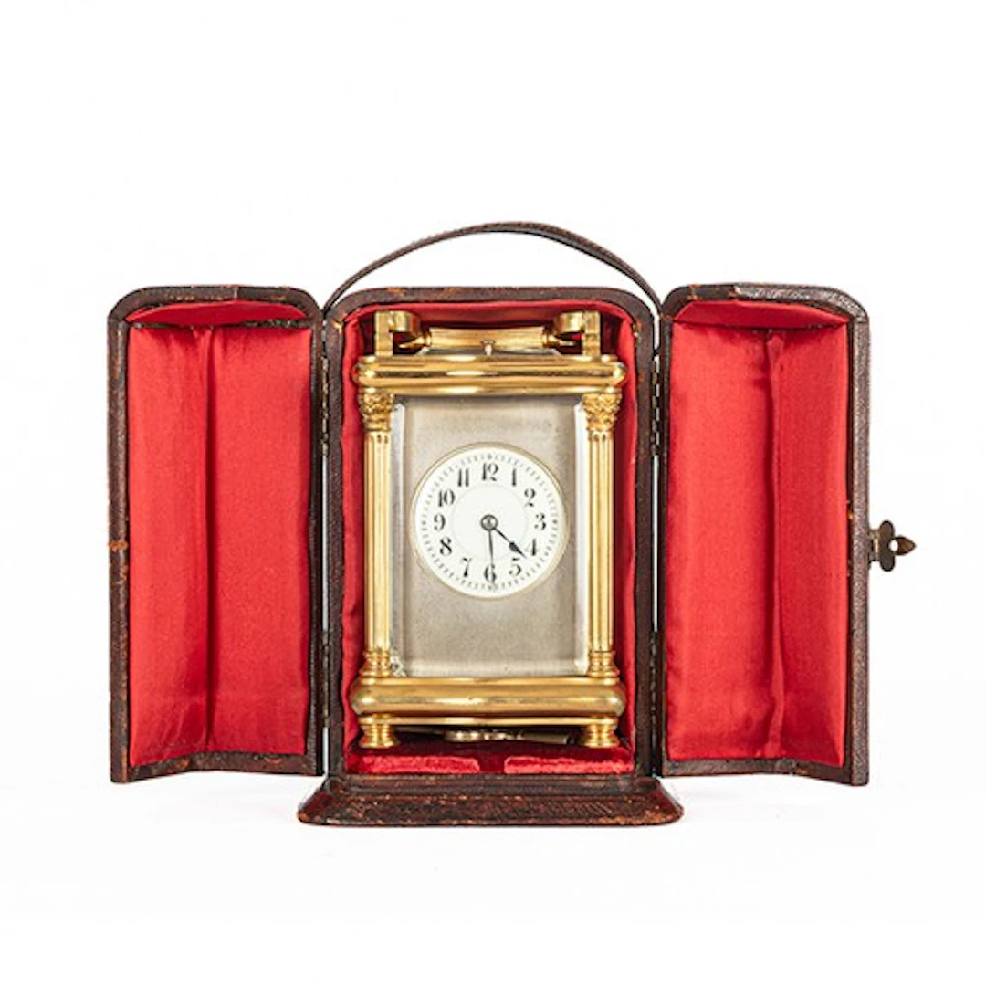French gilt brass repeating carriage clock by Henri Jacot, P...