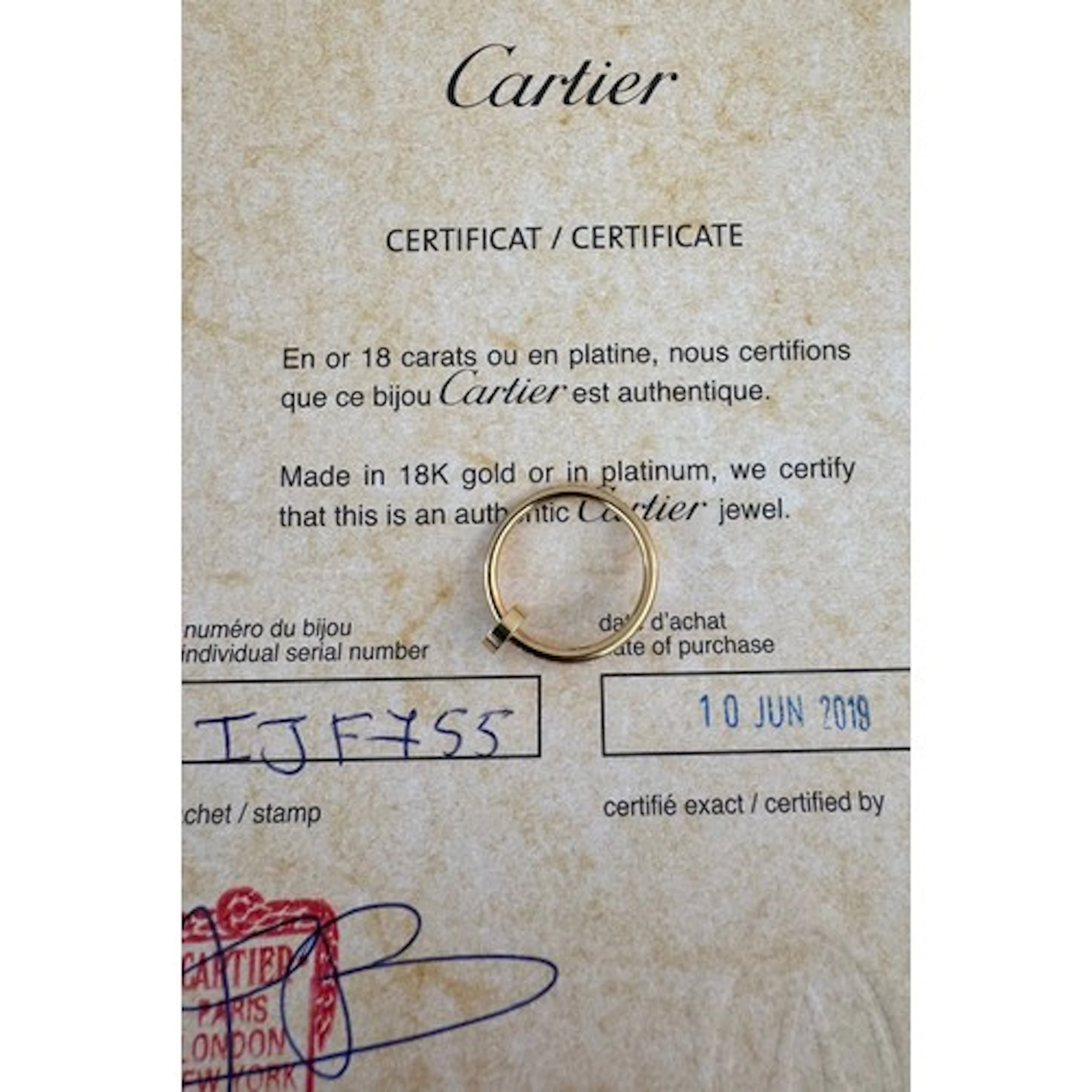 Cartier Juste Un Clou 18ct ring, signed, 53, no. IJF755, 3.5...
