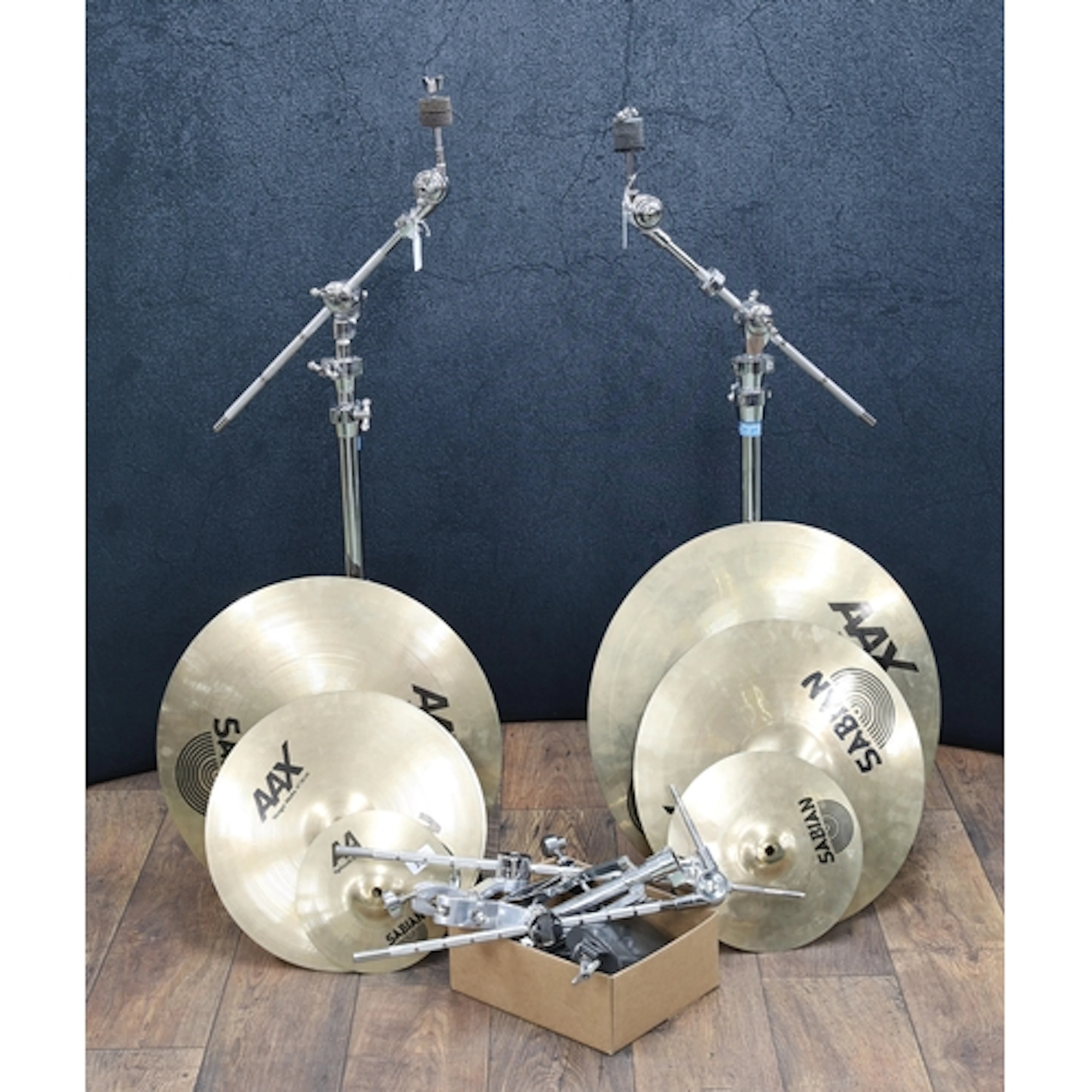Group of Sabian AAX Stage cymbals; 20" Ride, 18" Crash, 16" ...