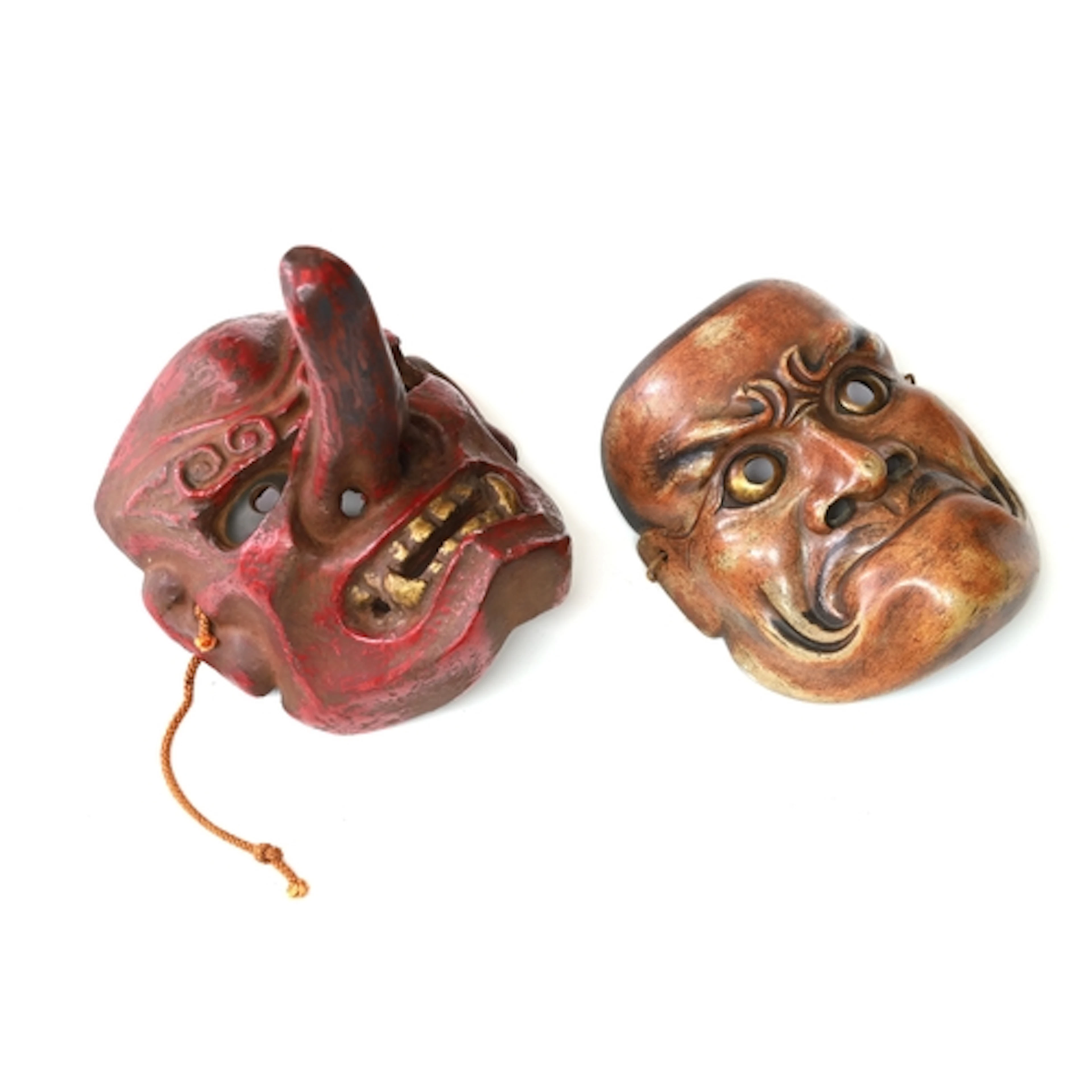 Japanese Ko-Beshimi carved wood Noh mask, details picked out...