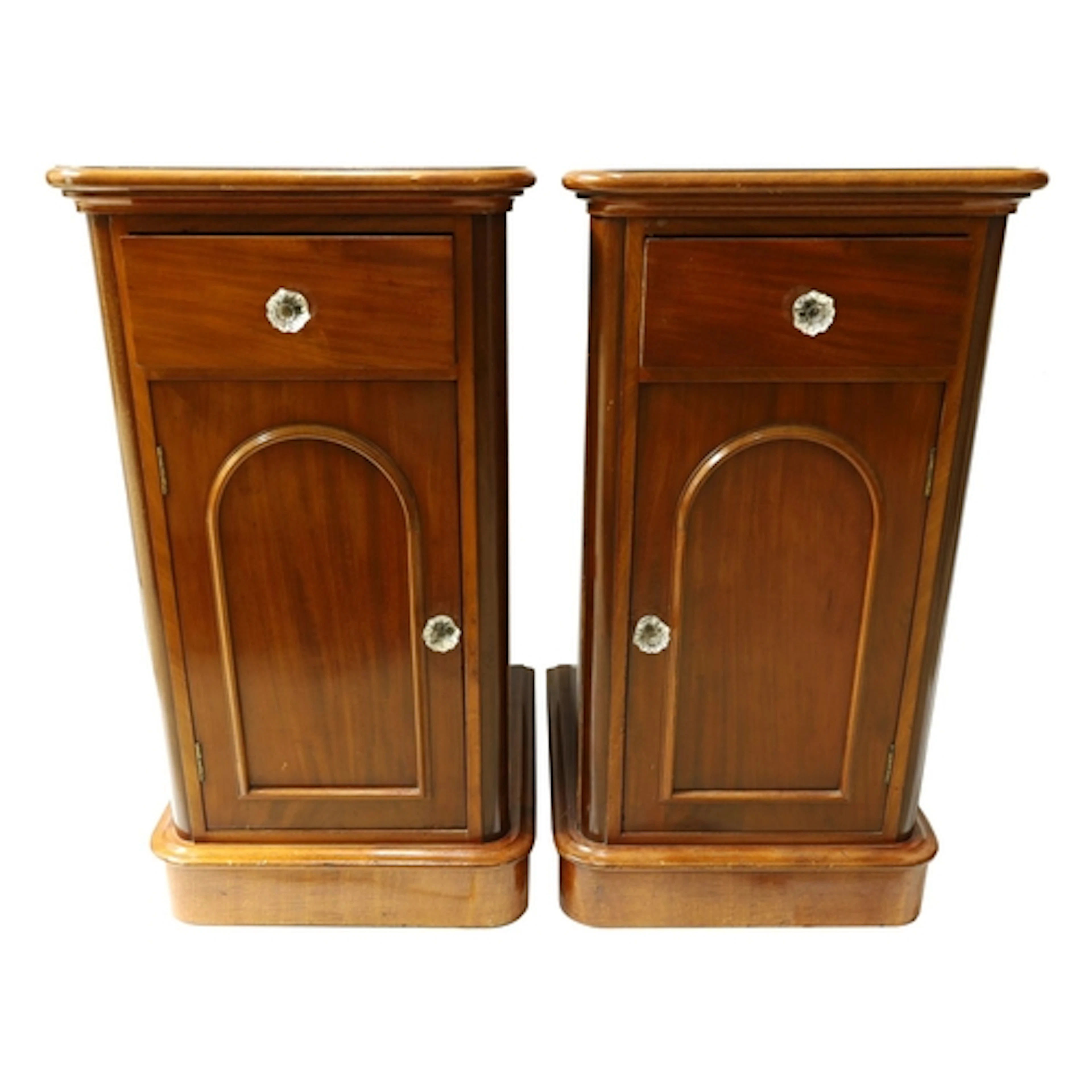 Pair of victorian mahogany bedside cupboards, each with a dr...