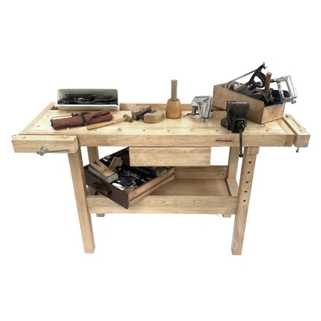 Whitegate wood workbench together with a large quantity of a...