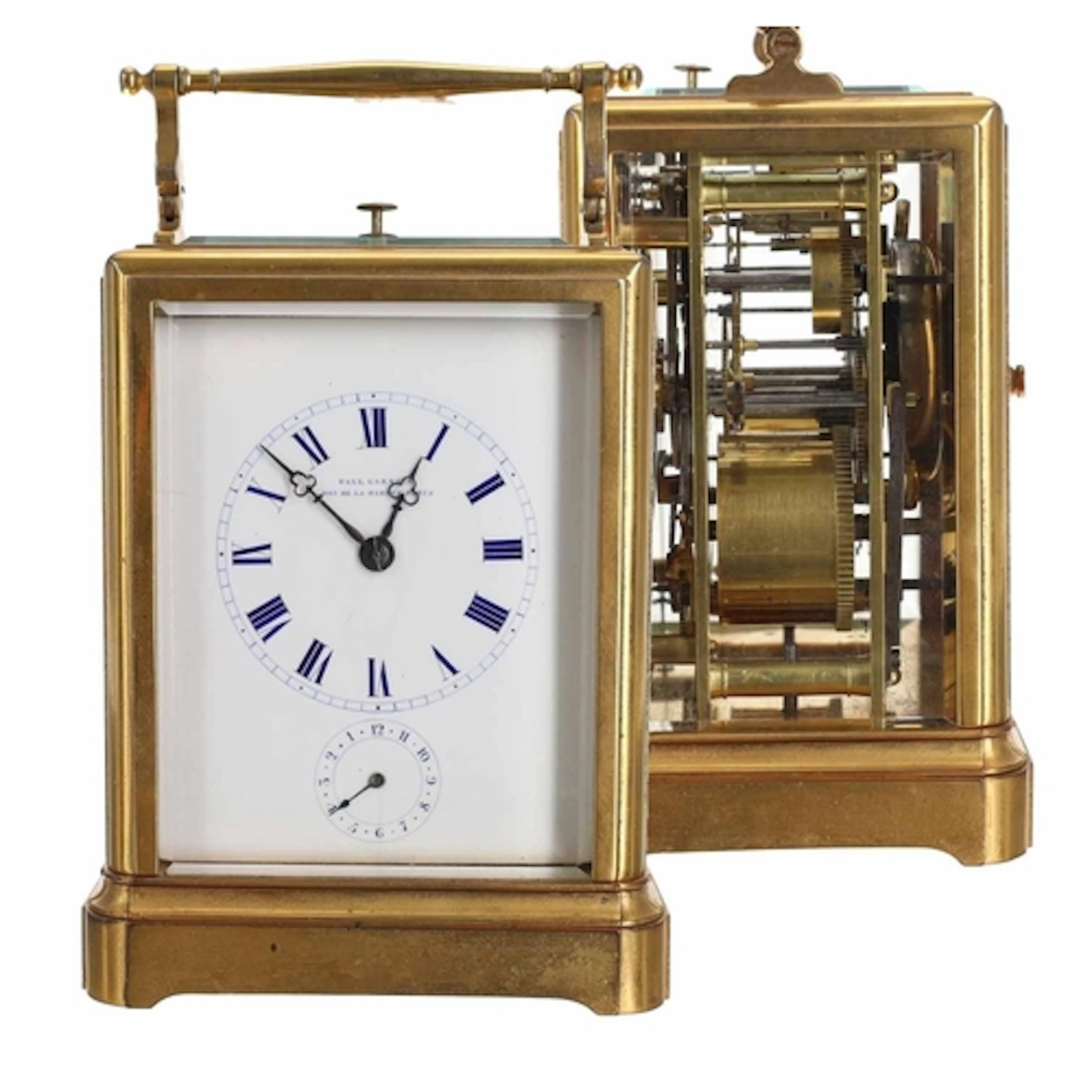 Fine French striking and repeating carriage clock with chaff...