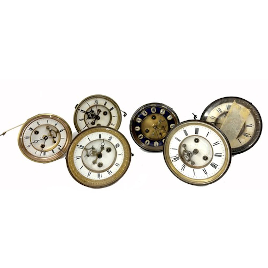 Collection of six assorted French two train mantel clock mov...