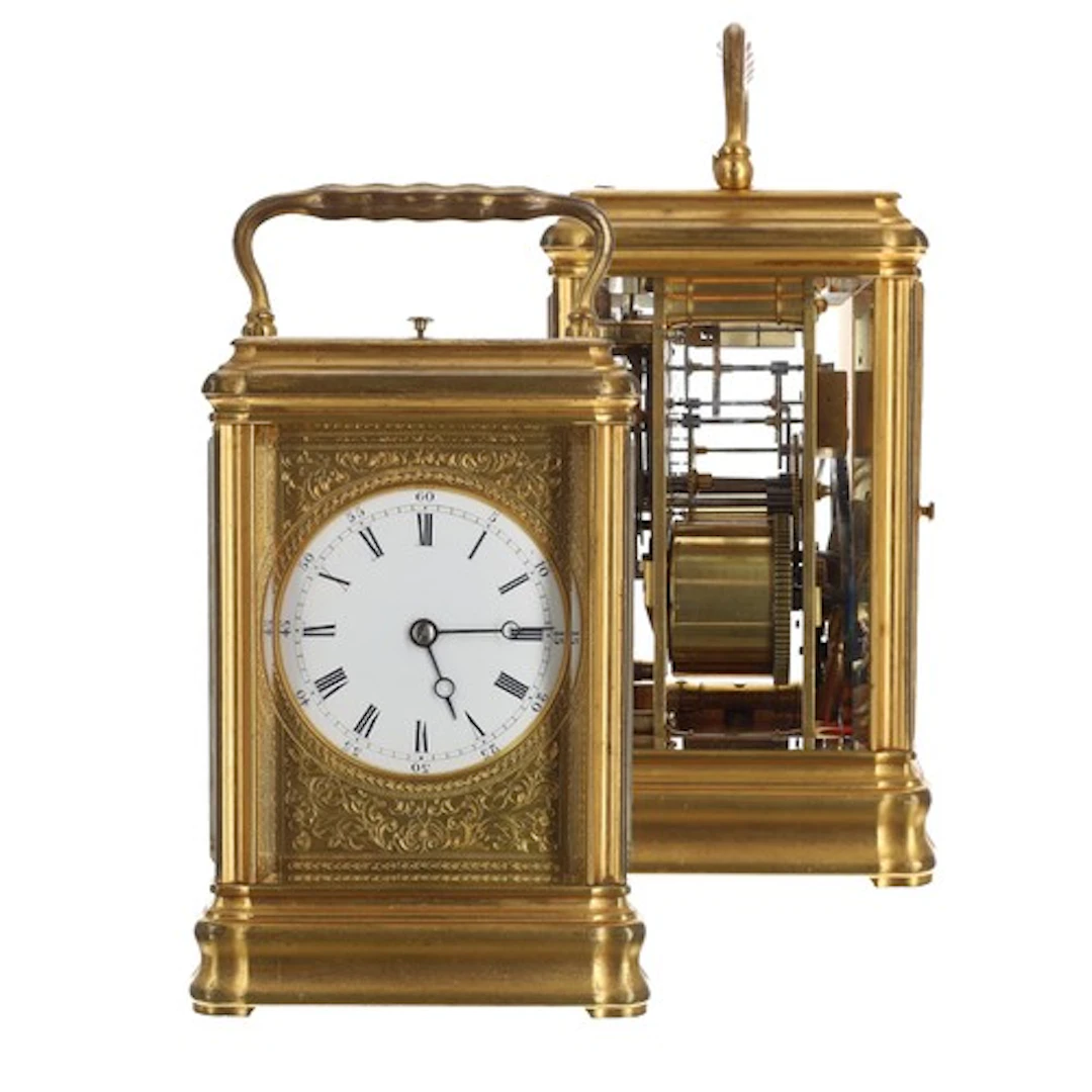 Good 19th century French repeating clock by Drocourt, no. 96...