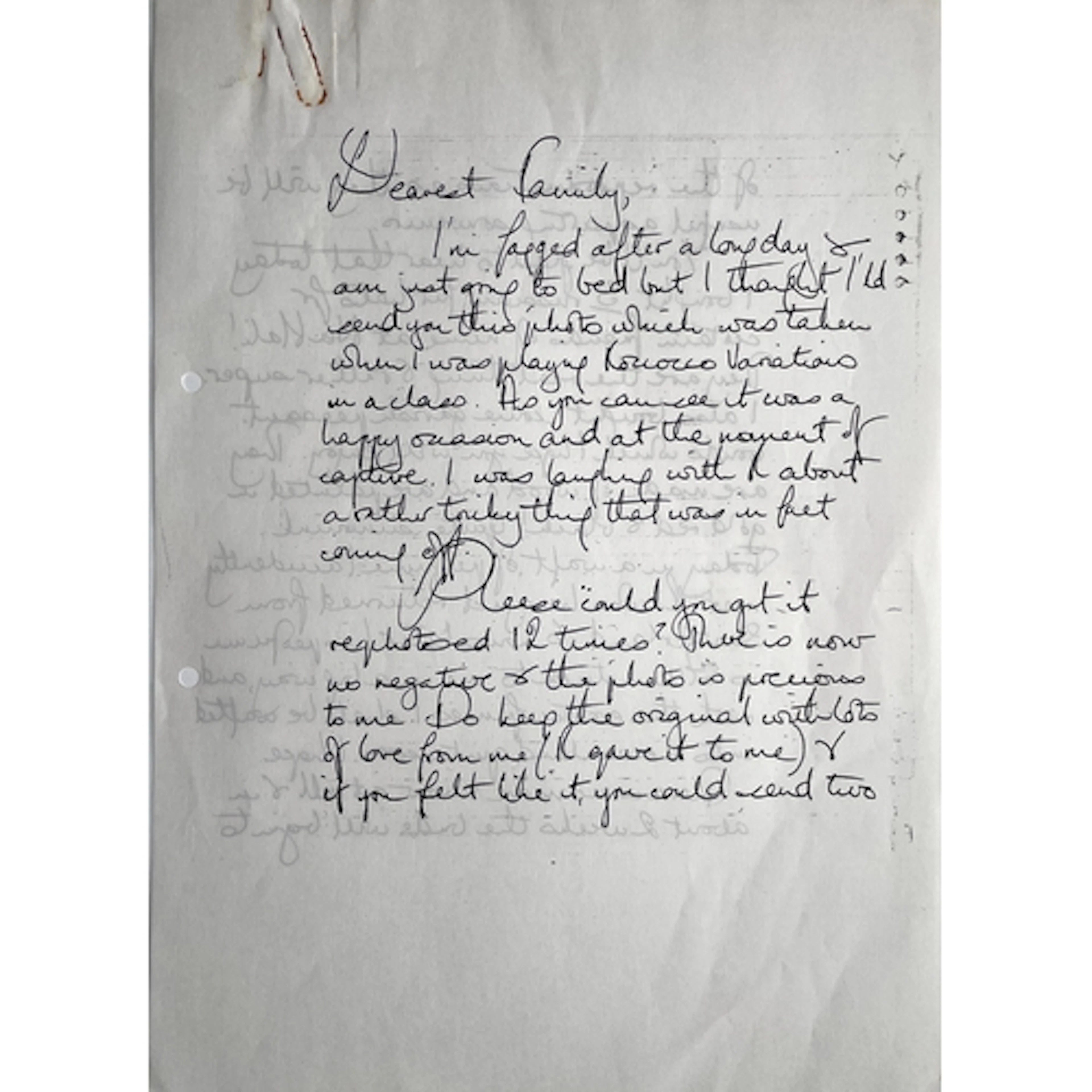 Photocopy* of a Letter to 'Dearest Family' from Jacqueline d...