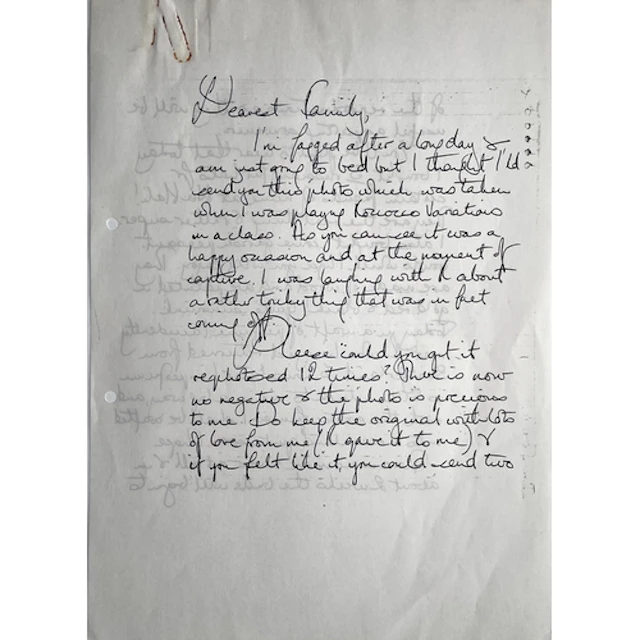 Photocopy* of a Letter to 'Dearest Family' from Jacqueline d...