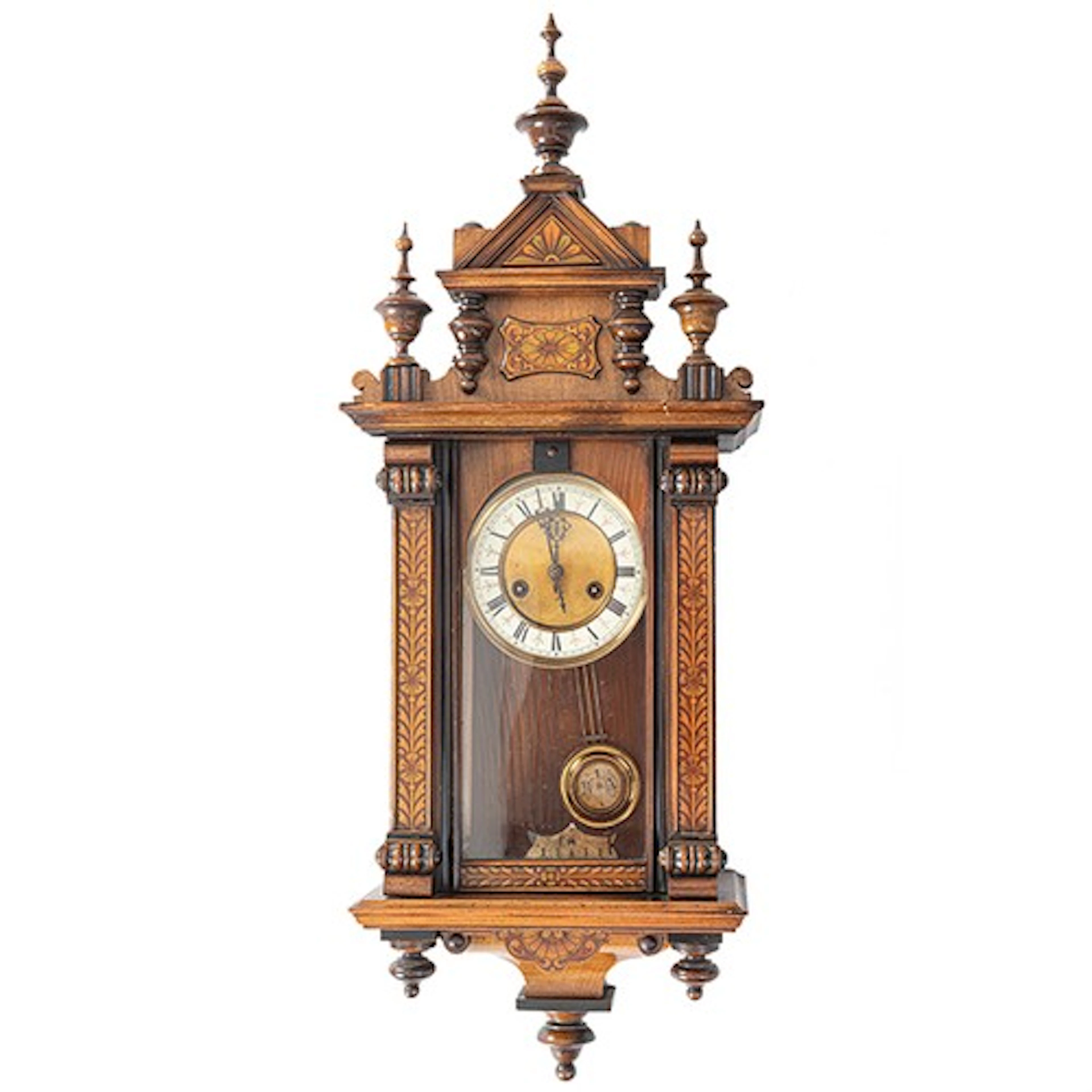 Late 19th century Vienna walnut regulator wall clock, the 5....