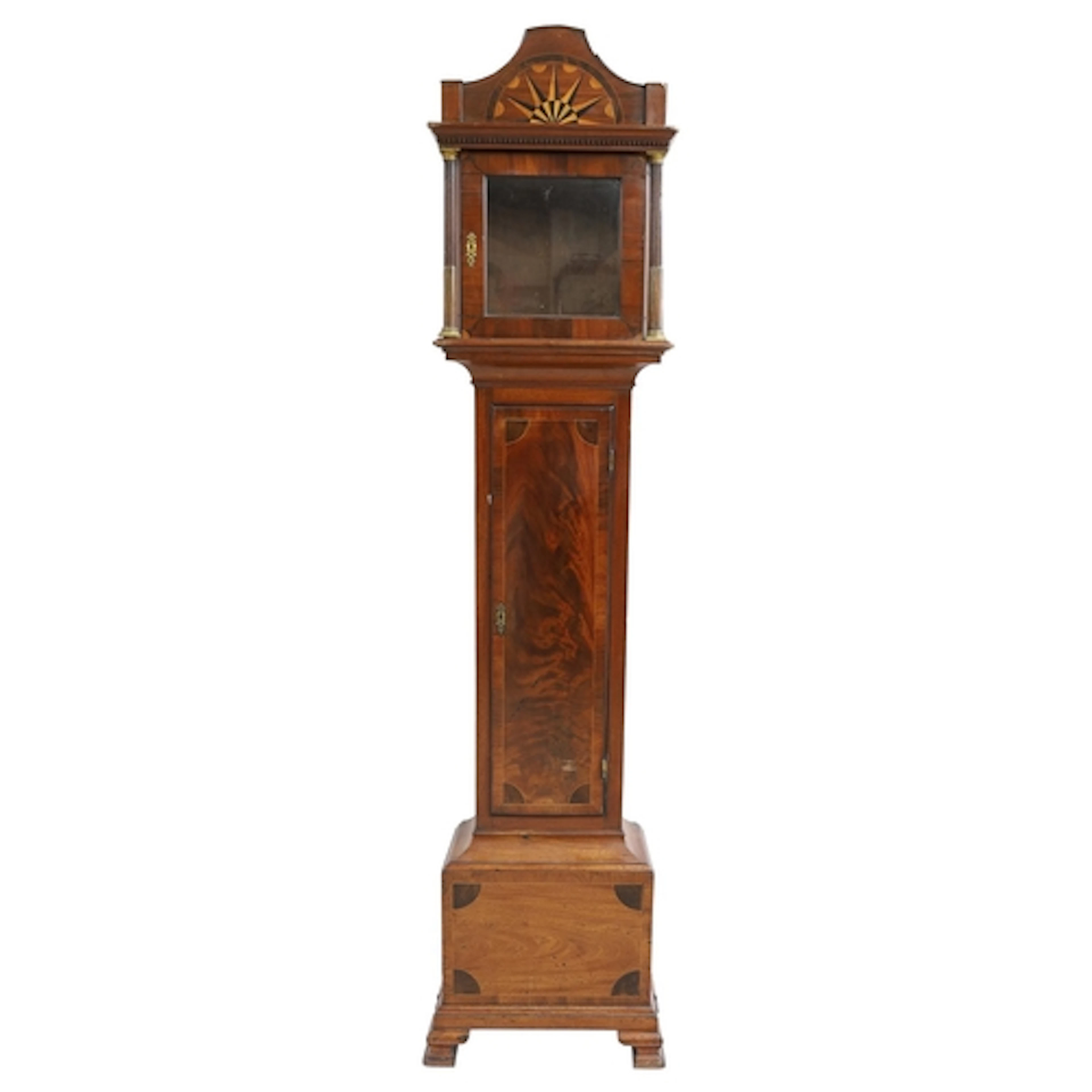 Early 19th century mahogany inlaid longcase clock case, 10” ...