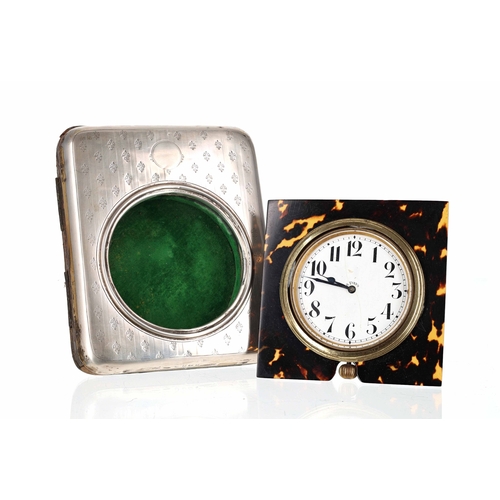 Swiss goliath eight-day easel clock timepiece, the 3" dial w...