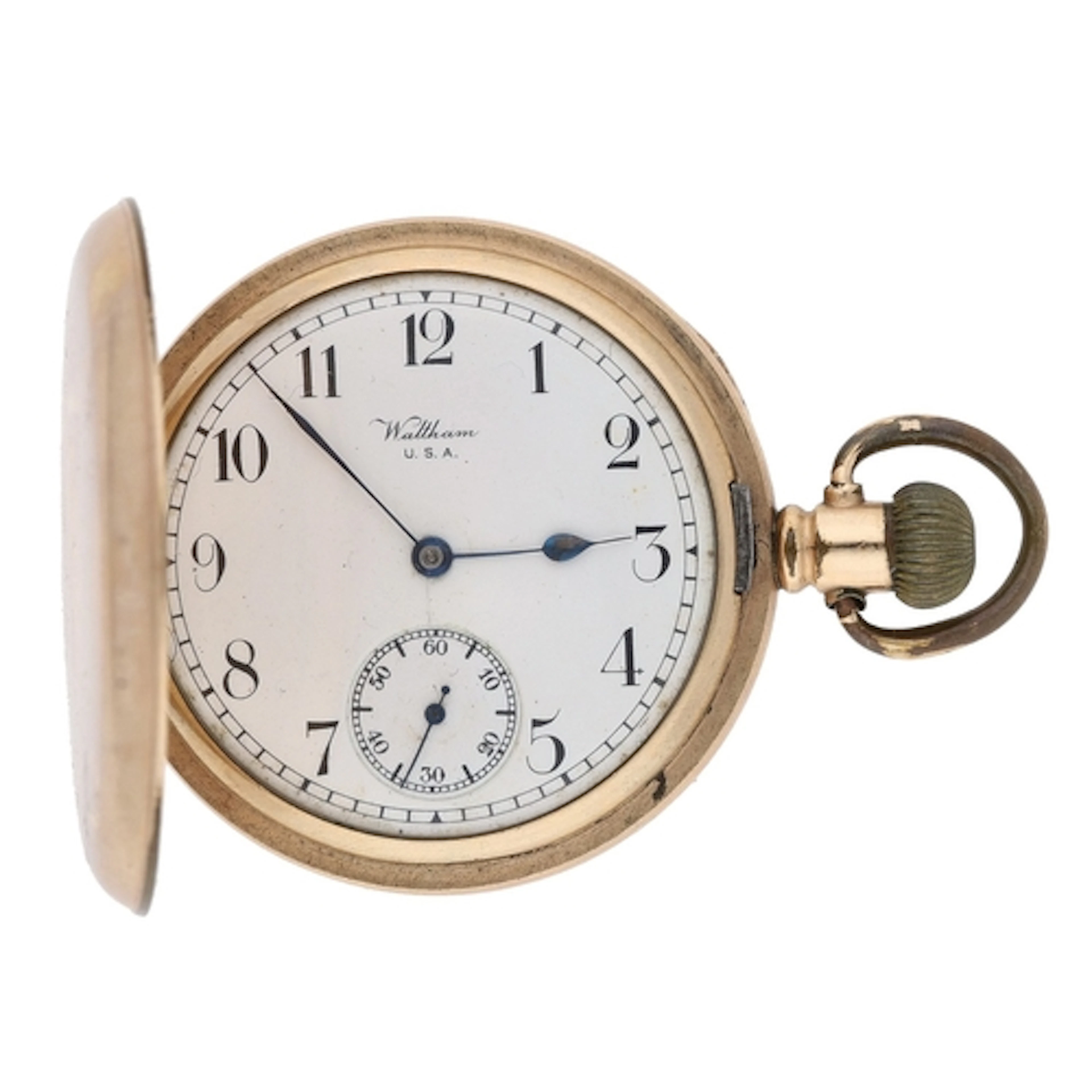 American Waltham 'Traveler' gold plated lever hunter pocket ...