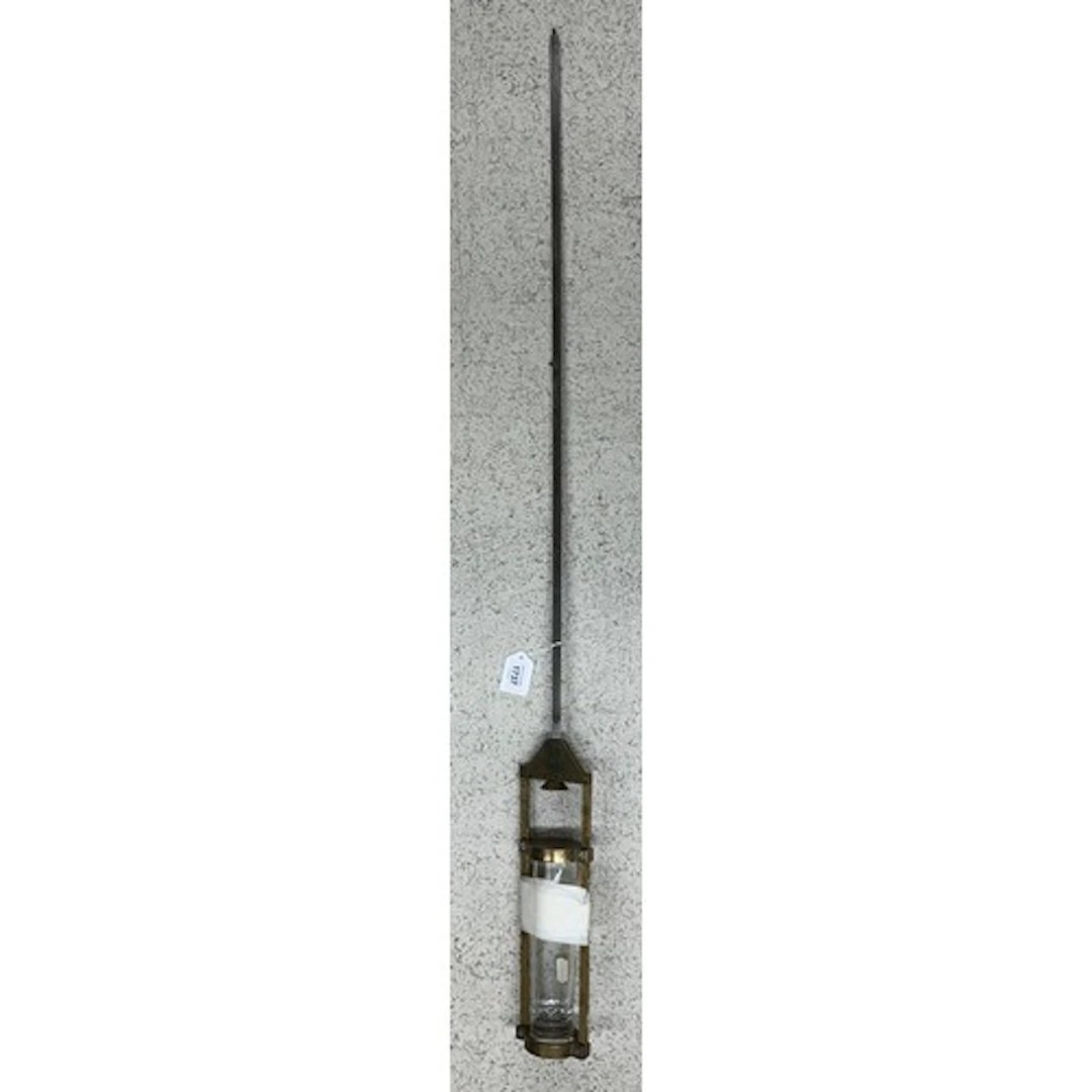 Cylindrical glass mercury regulator clock pendulum, with bra...
