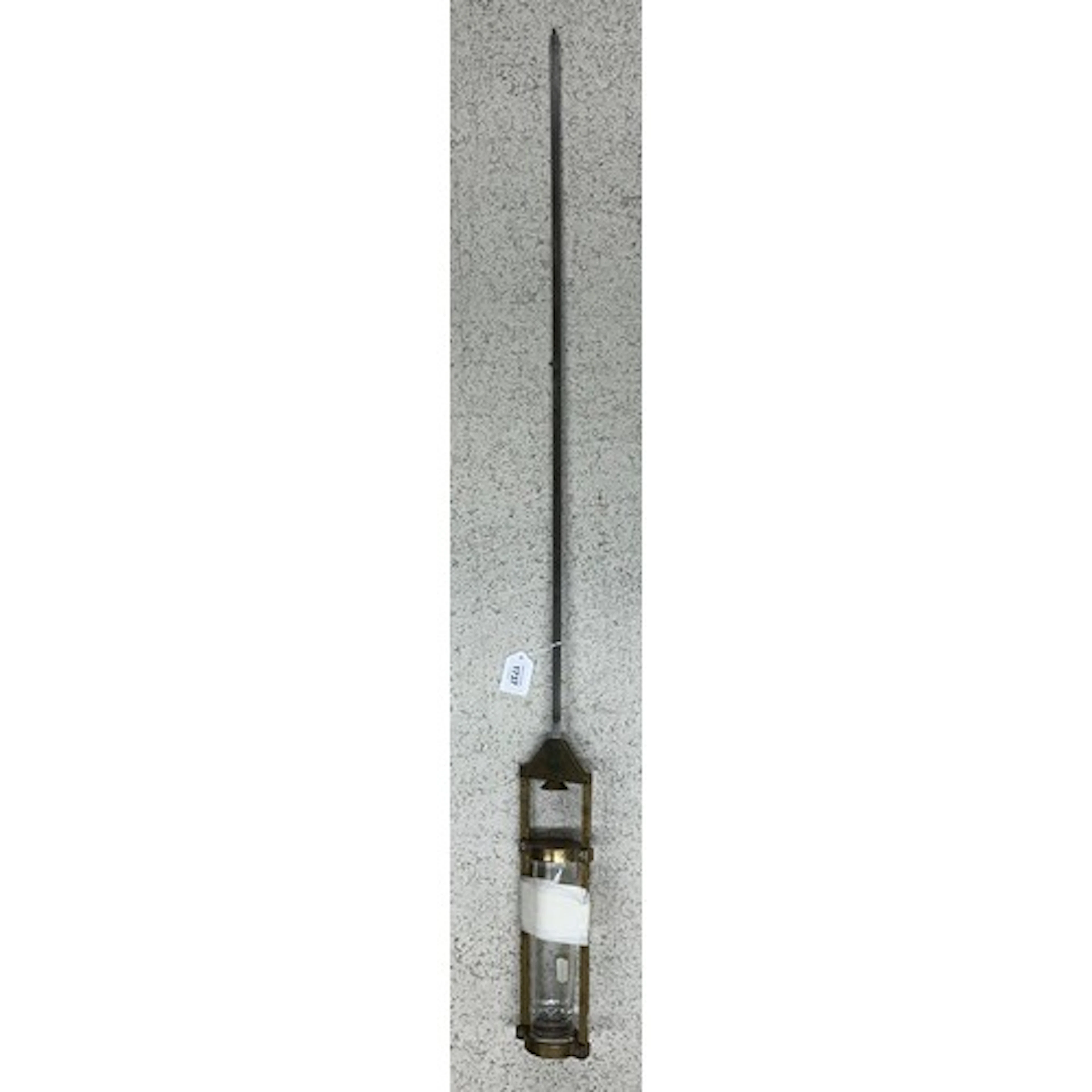 Cylindrical glass mercury regulator clock pendulum, with bra...