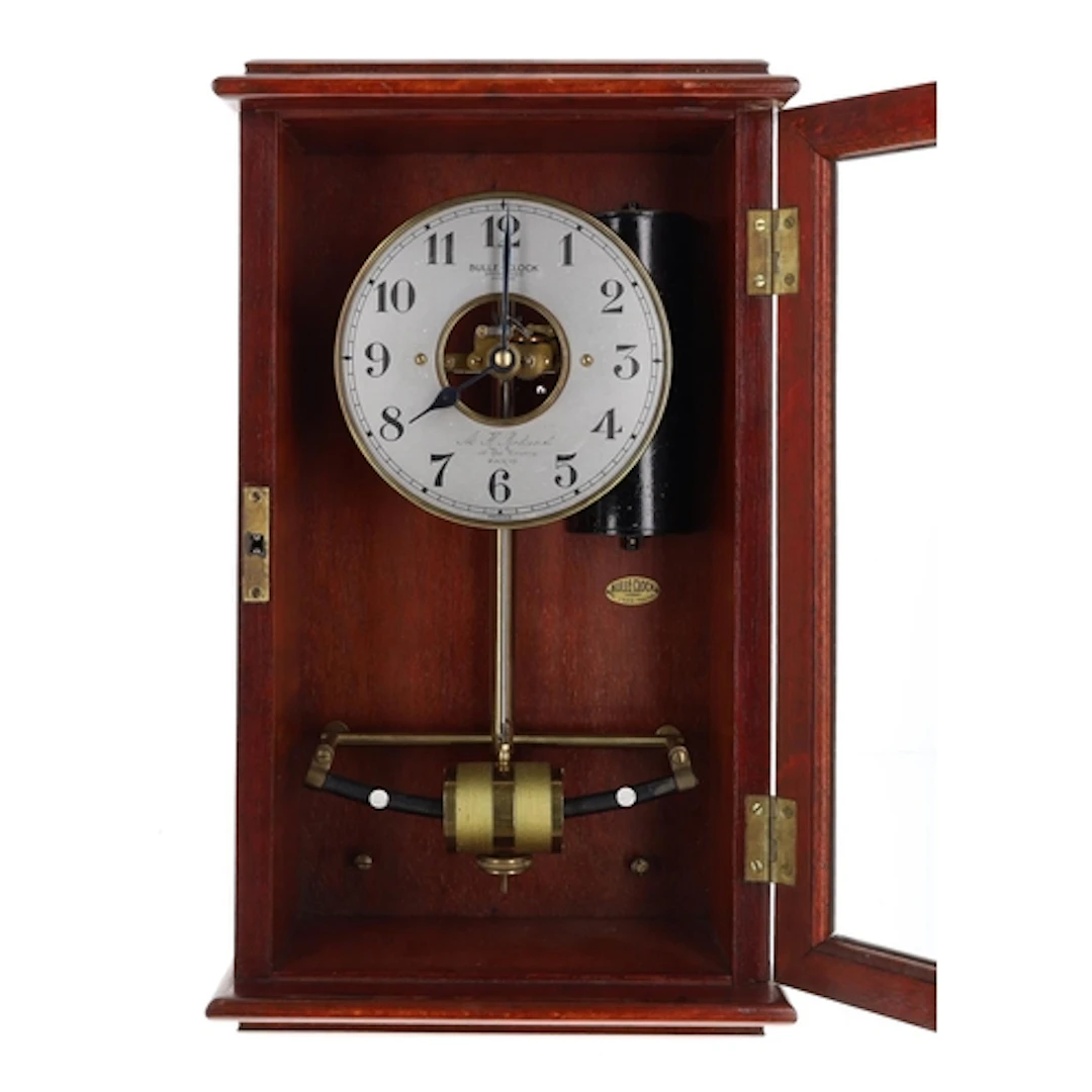French Bulle-Electric half seconds walnut cased wall clock, ...