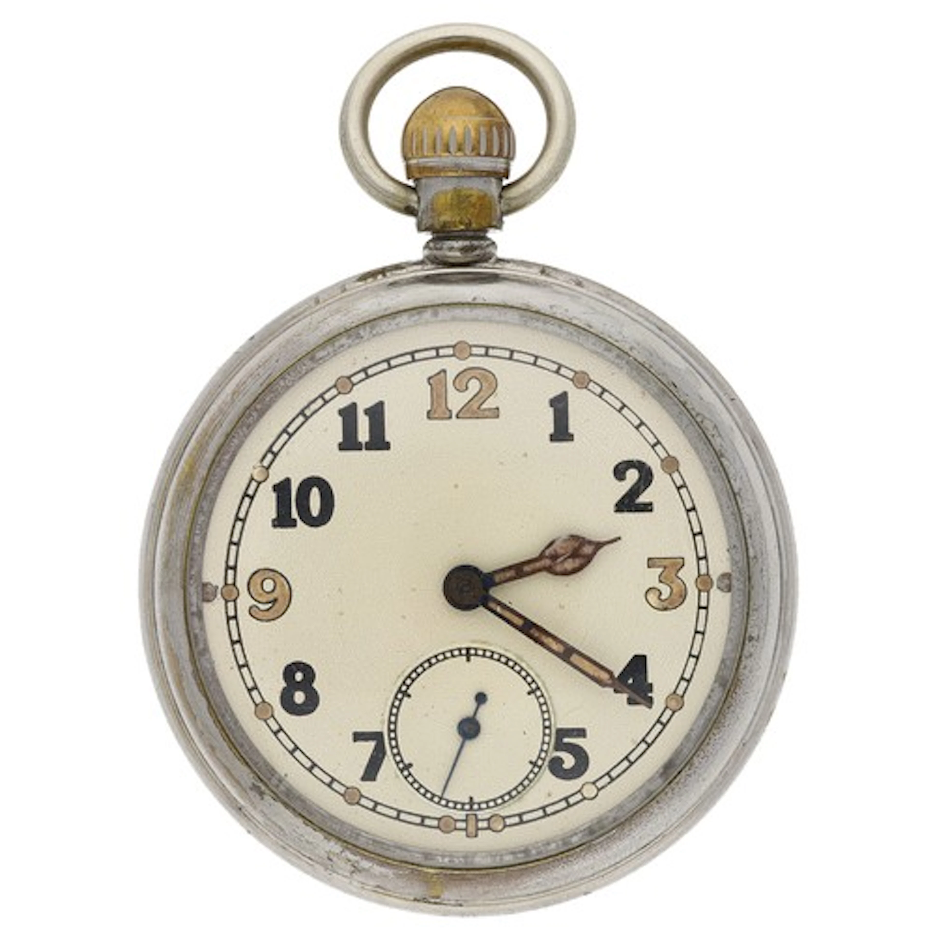 WWII British Military Army issue nickel cased lever pocket w...