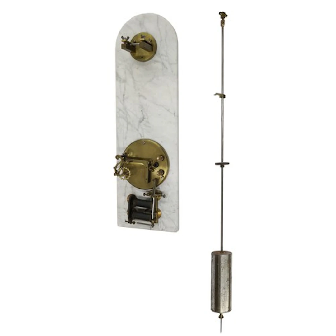 Amateur built Synchronome master clock movement mounted on a...