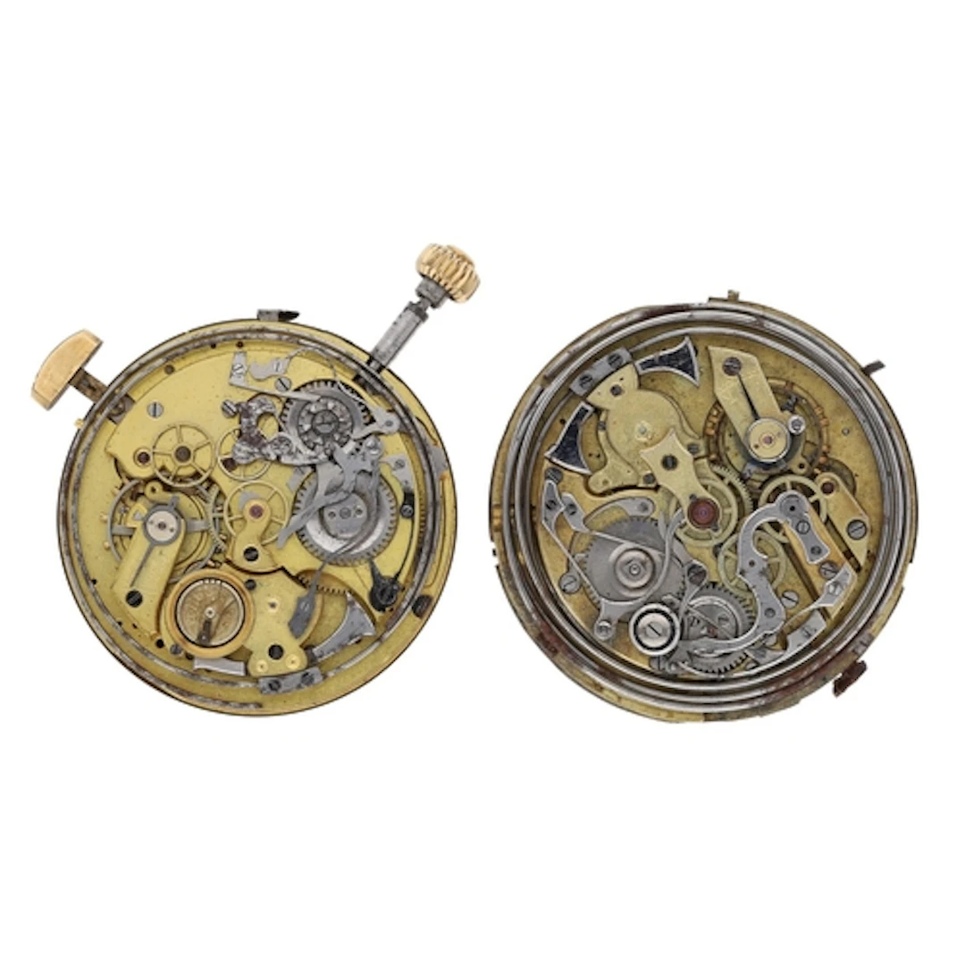Two chronograph repeating lever pocket watch movements for r...