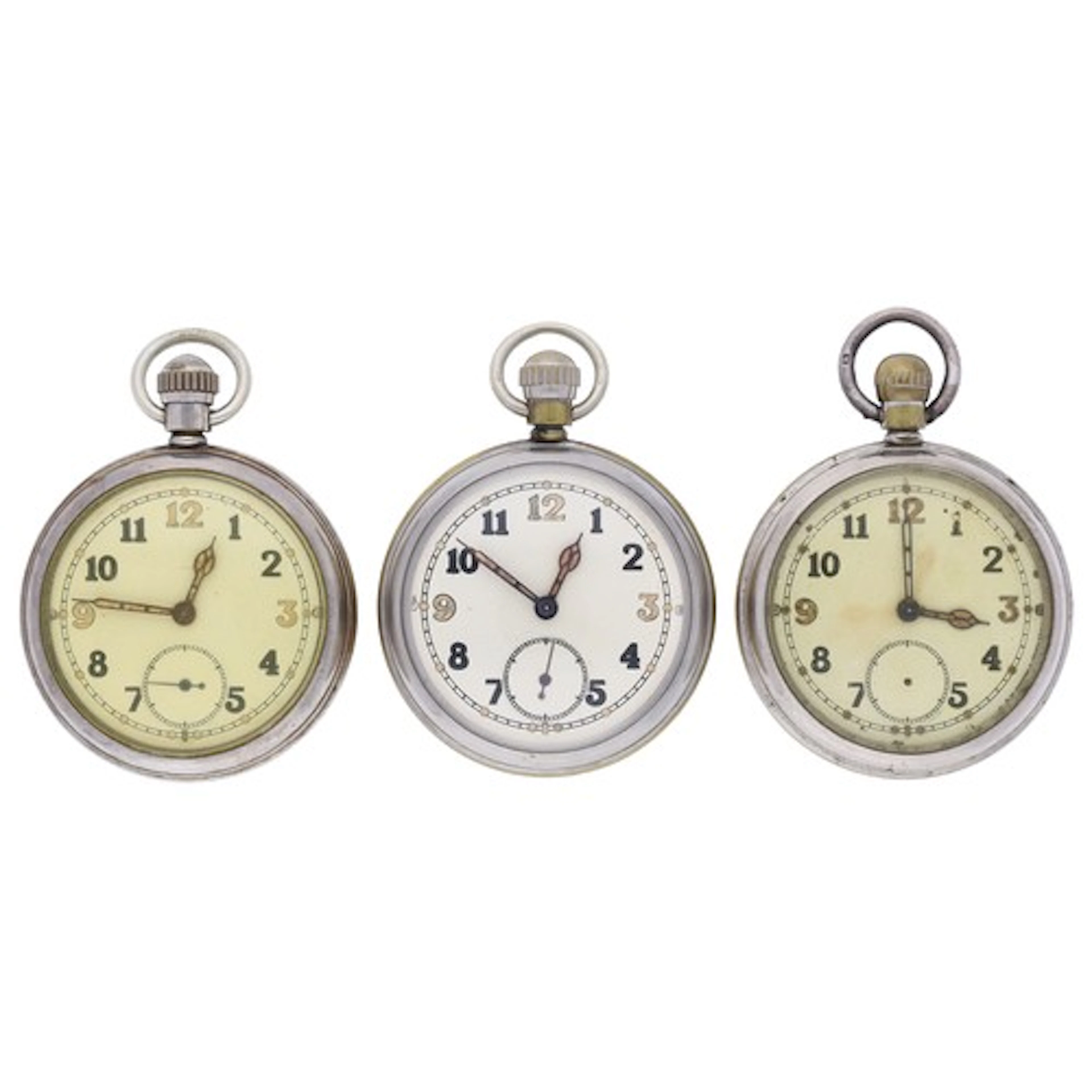 Three WWII British Military Army issue nickel cased lever po...