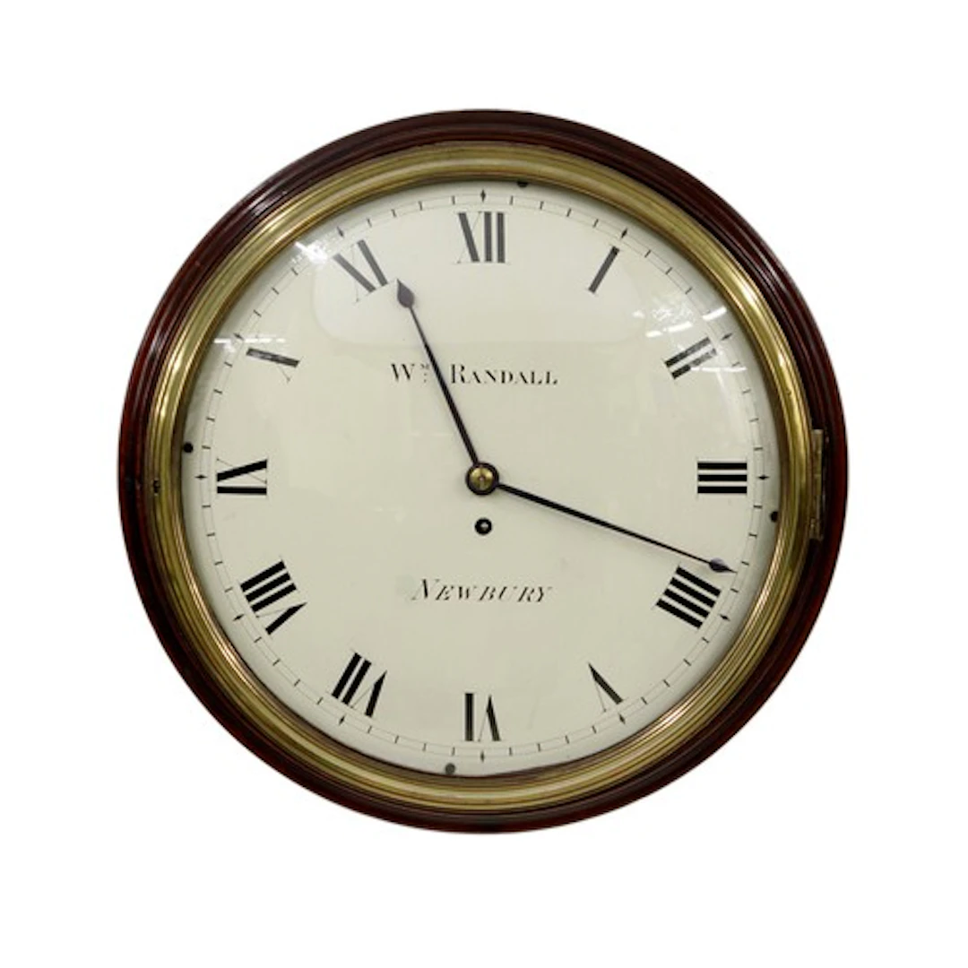 Good George III mahogany wall dial clock, the painted 14" co...