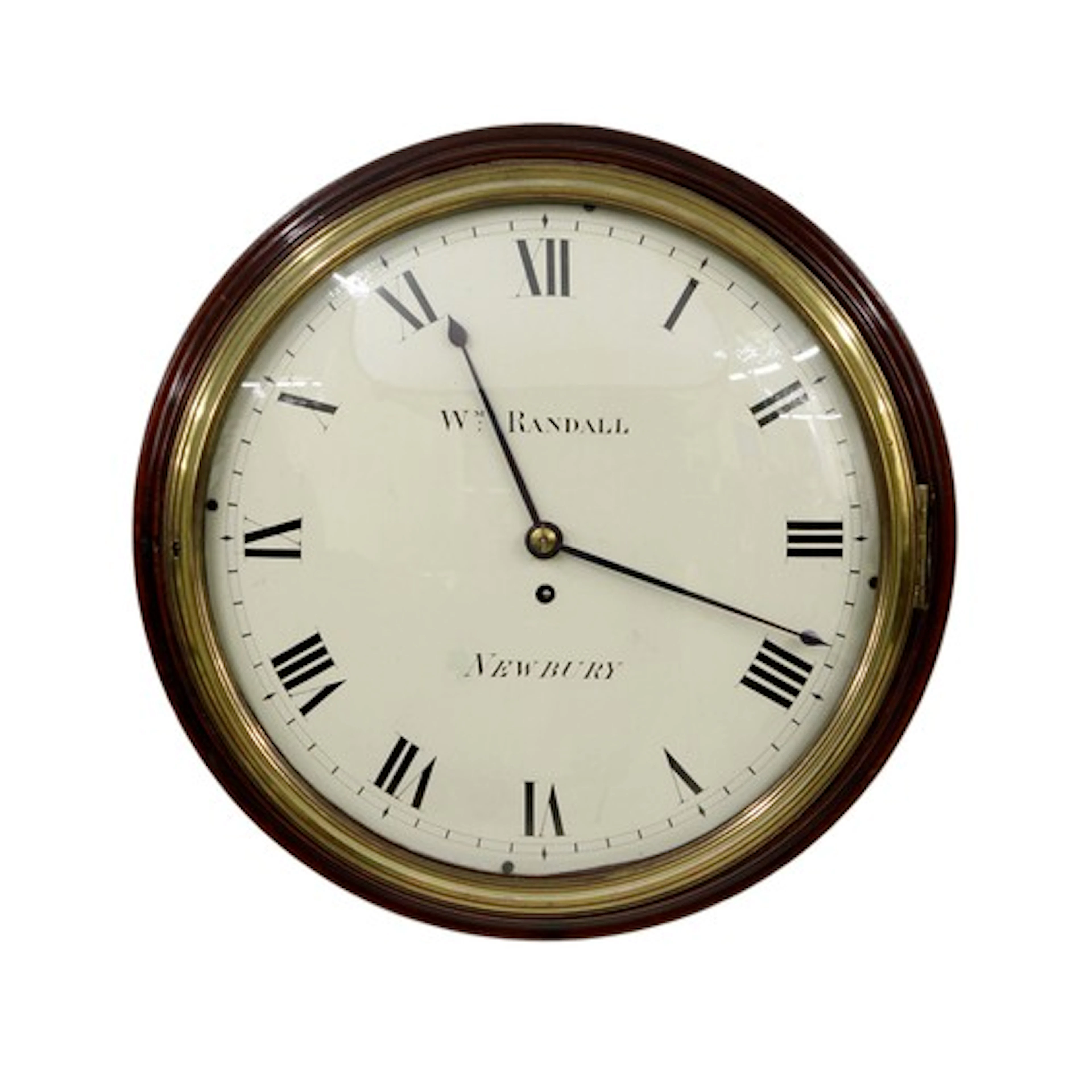 Good George III mahogany wall dial clock, the painted 14" co...