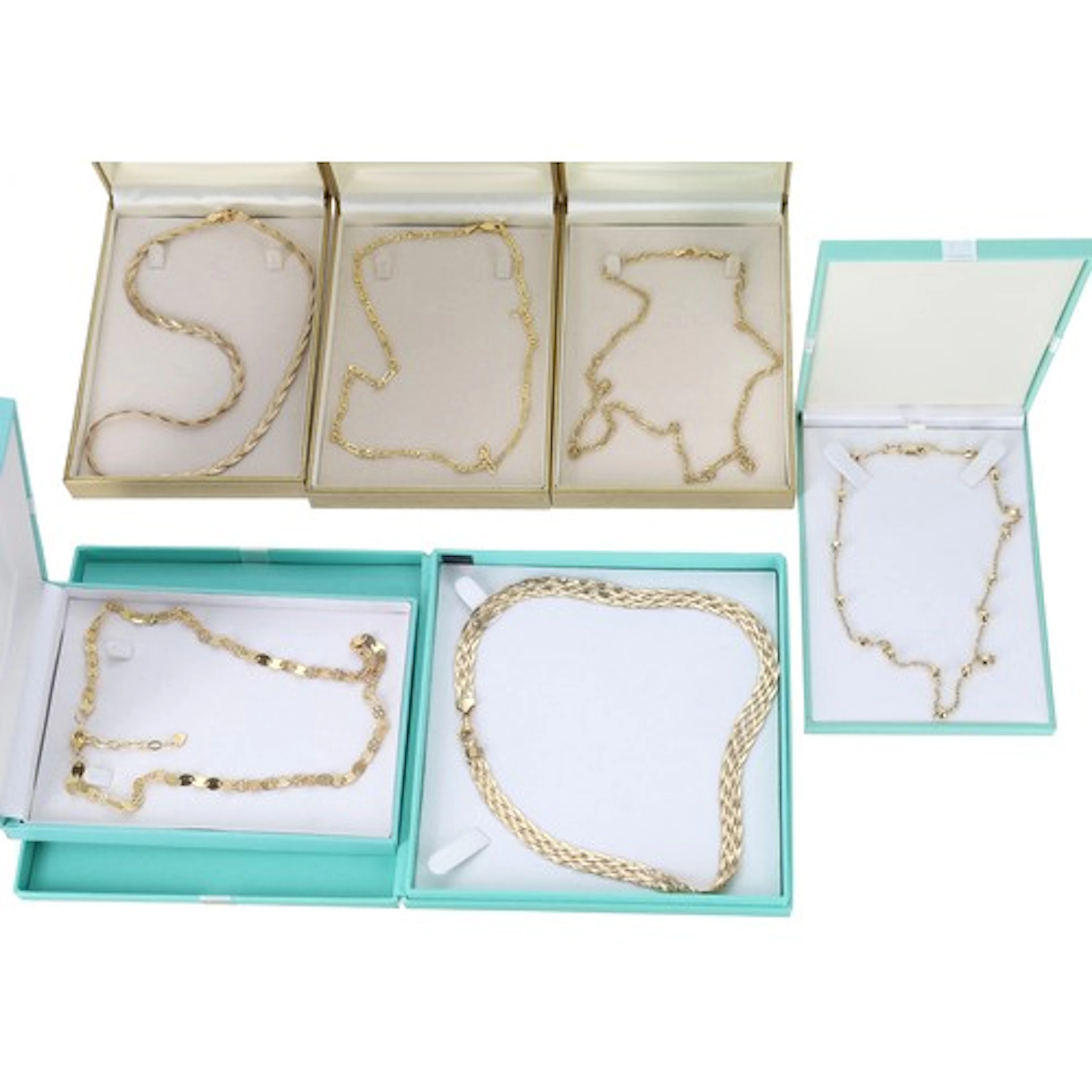 Six Veronese Collection silver-gilt (925) necklaces, three w...