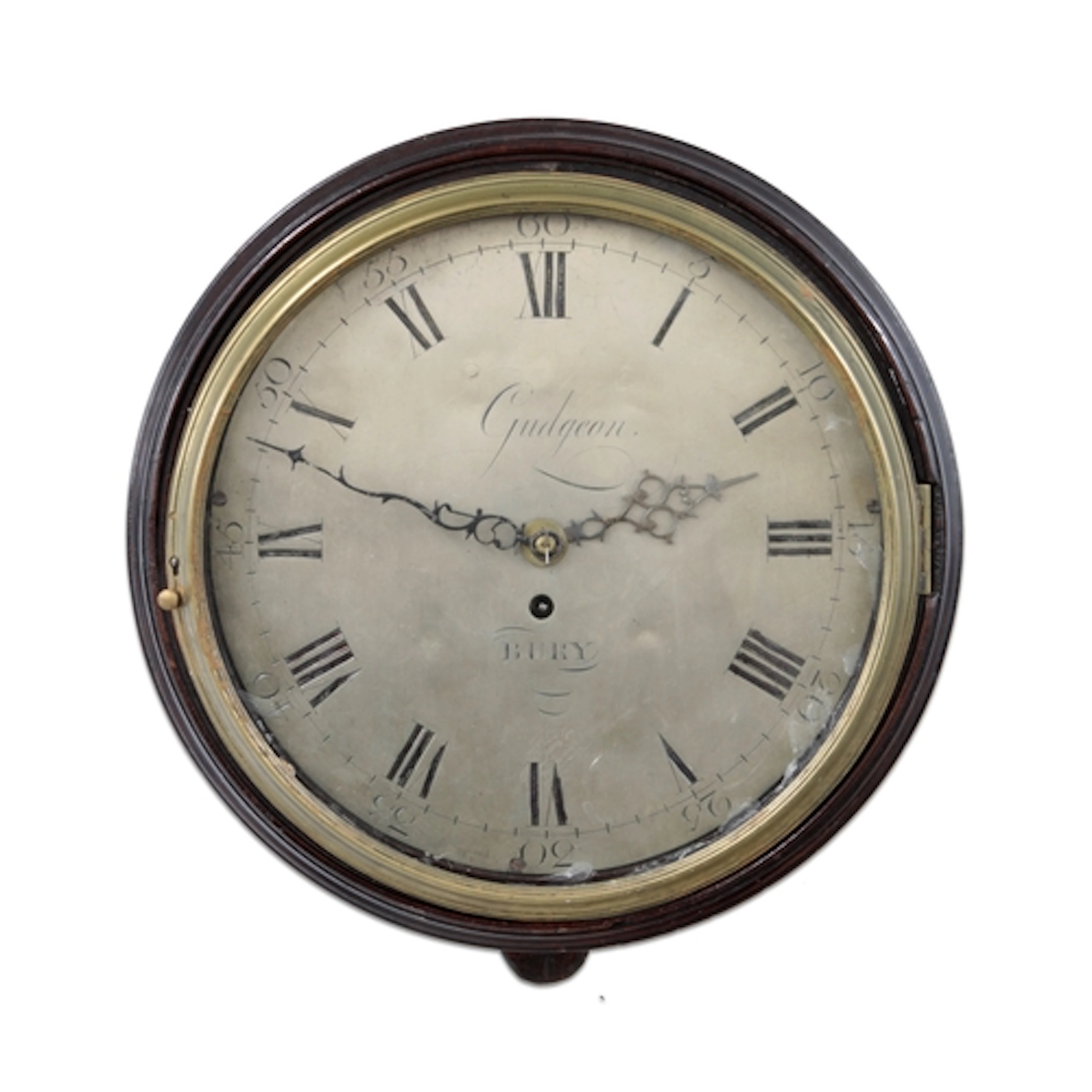 George III mahogany single fusee verge wall clock, the 12" c...
