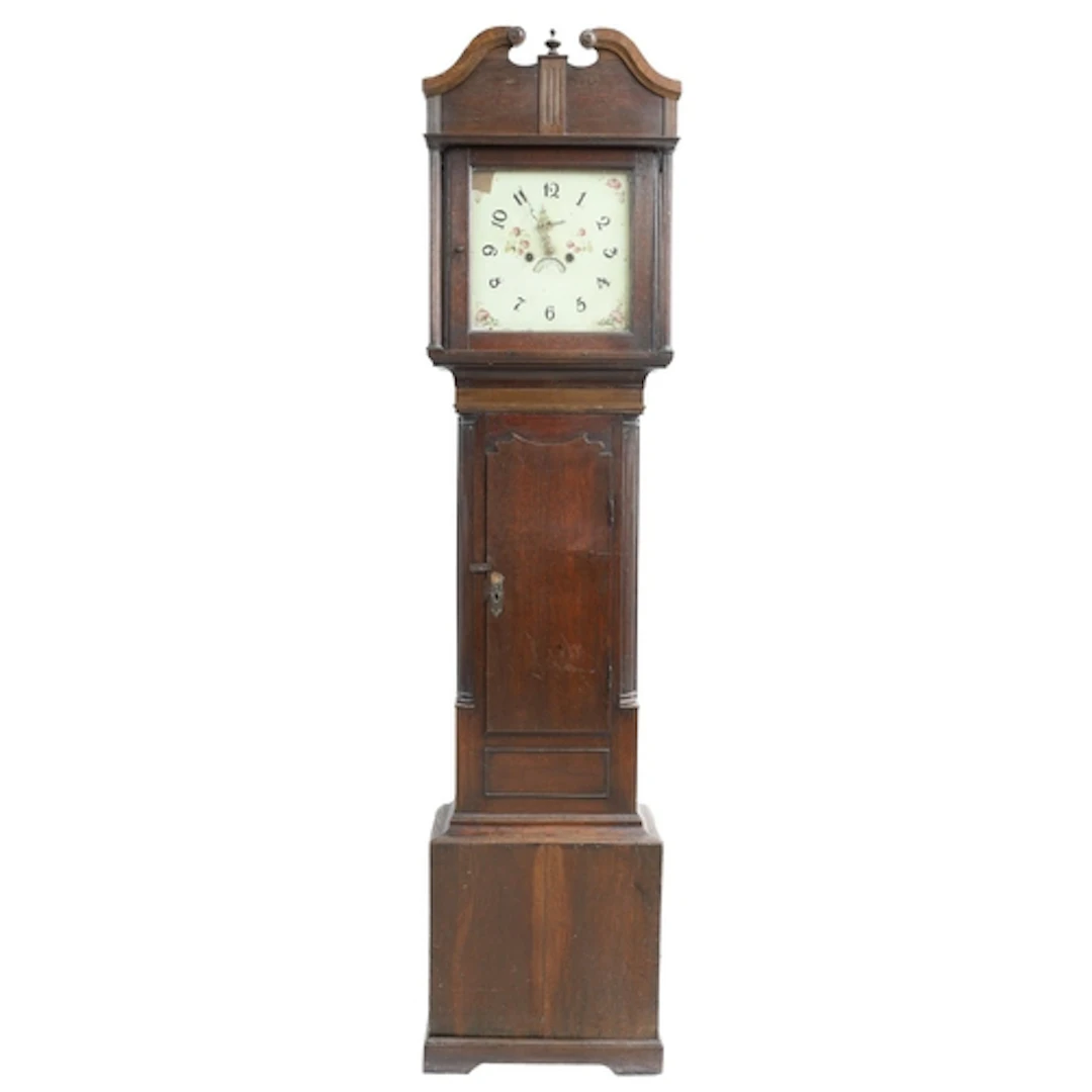 Early 19th century oak eight day longcase clock, the 13" squ...