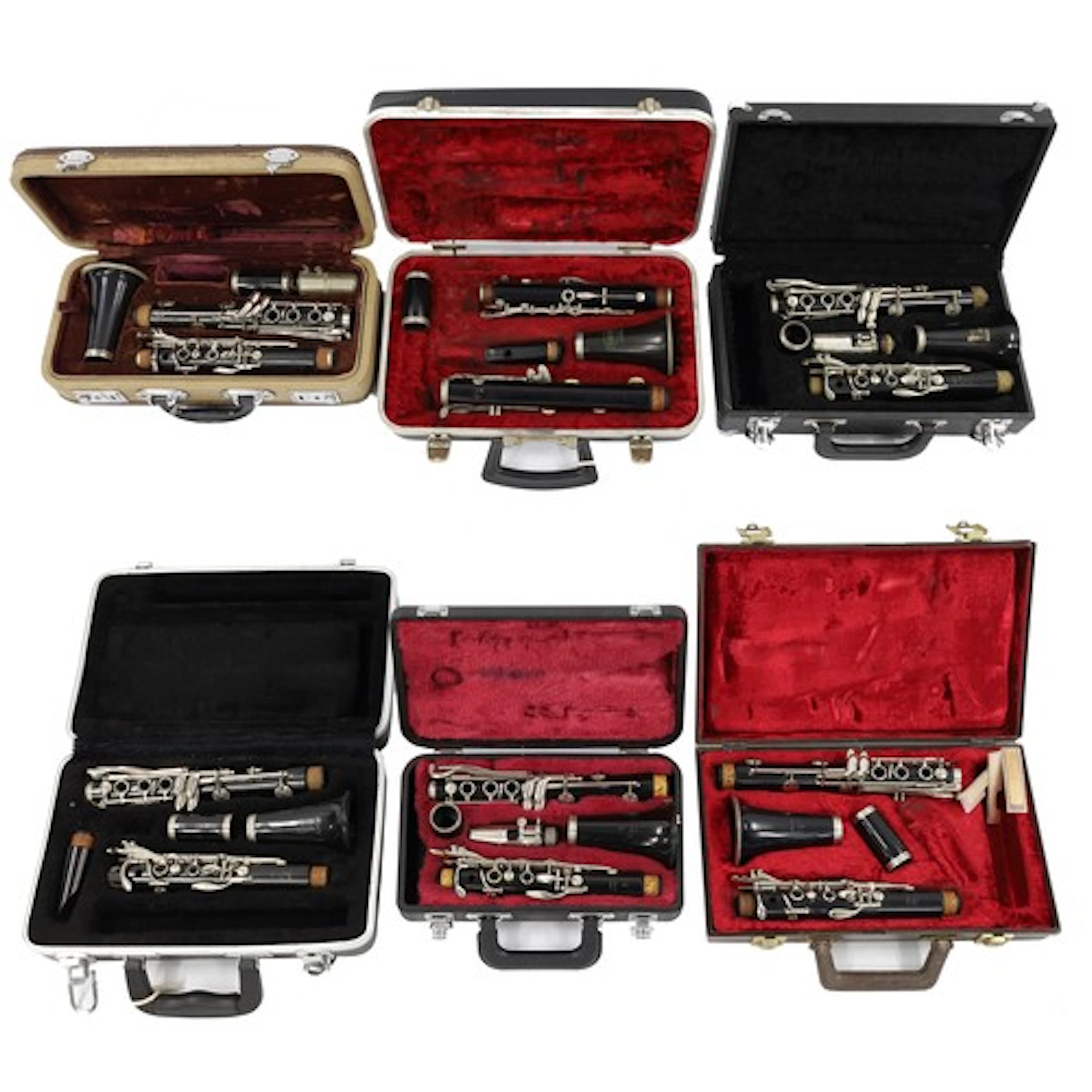 Six clarinets in need of some servicing / repair; including ...
