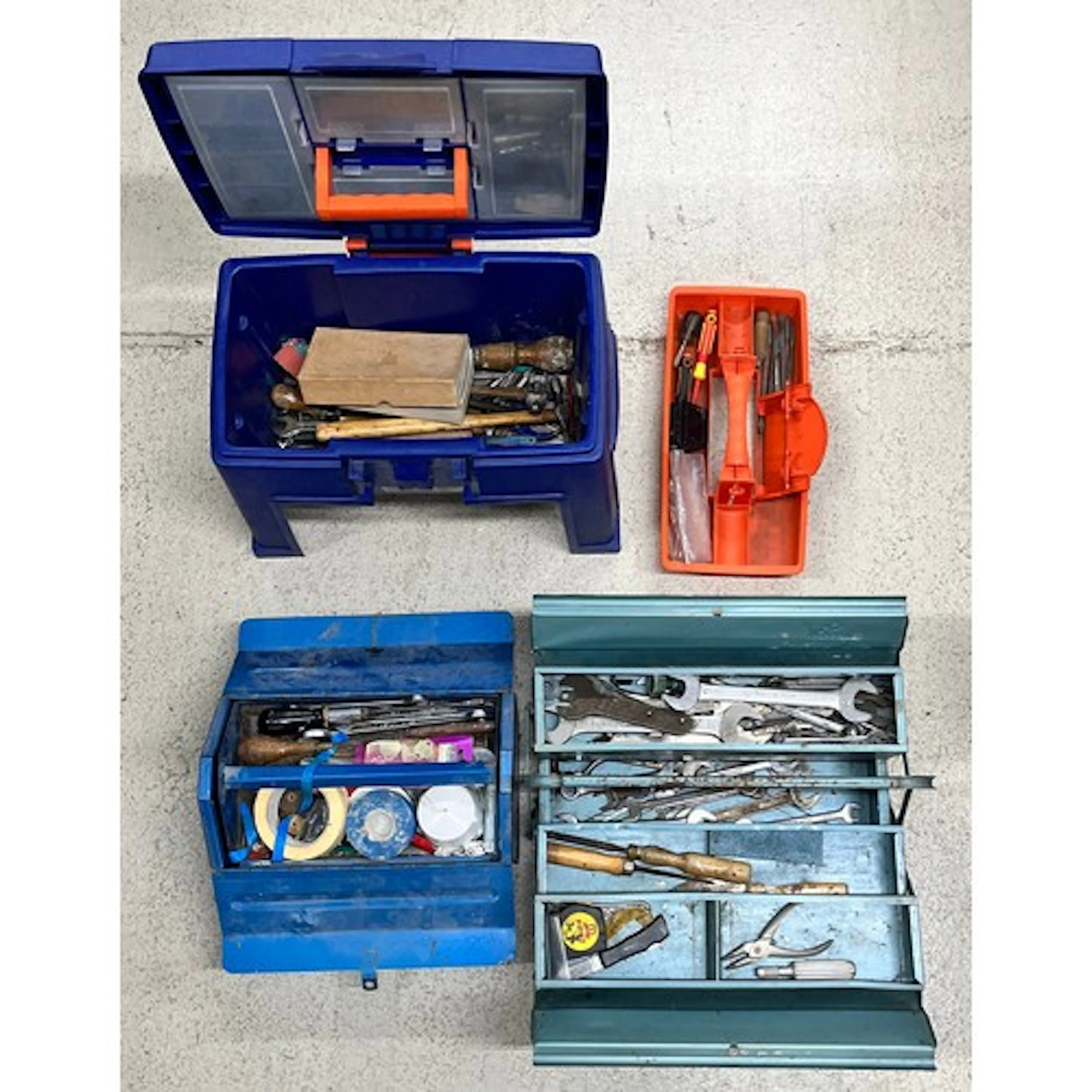 Two metal tool boxes containing a quantity of assorted tools...