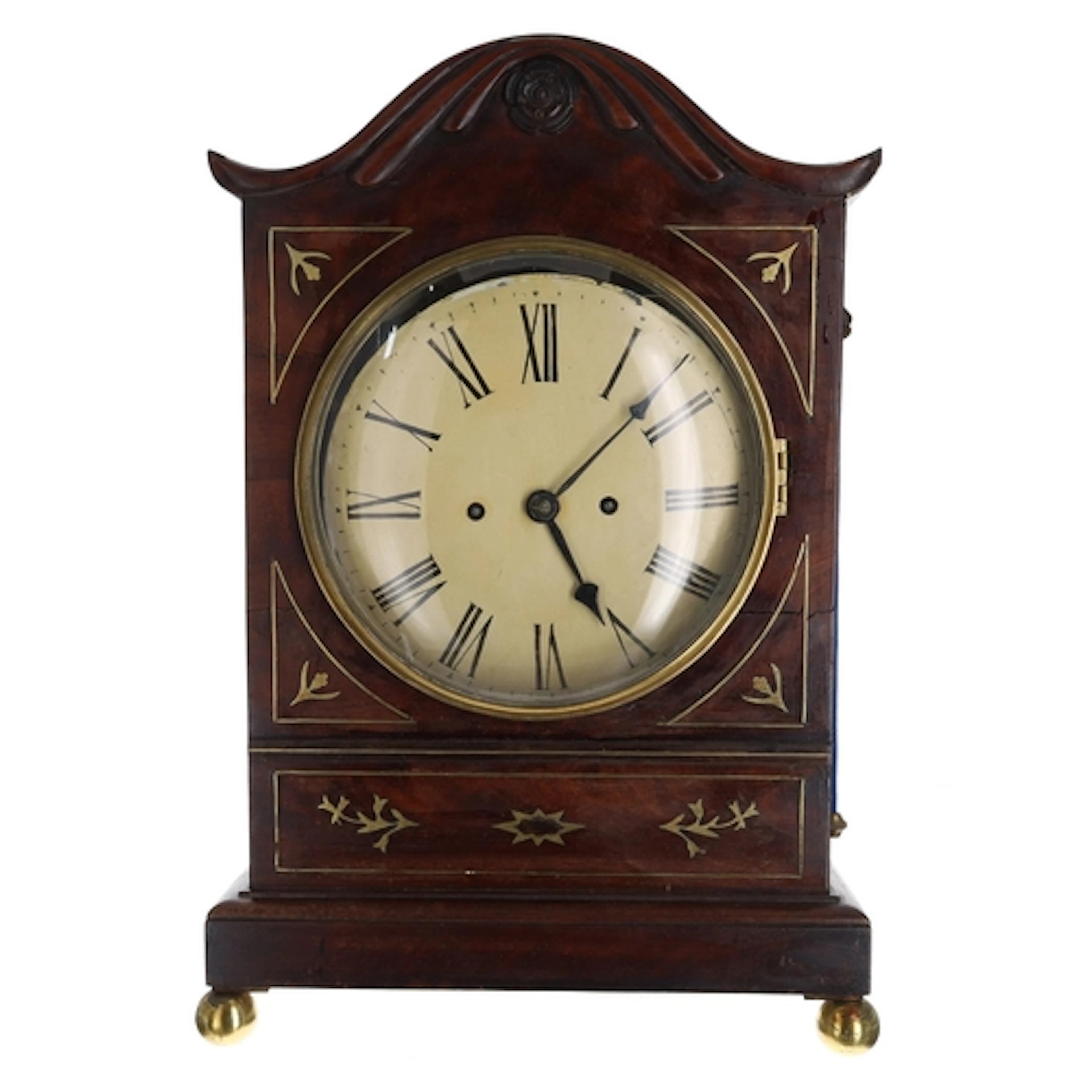 Early 19th century mahogany and brass inlaid twin fusee mant...