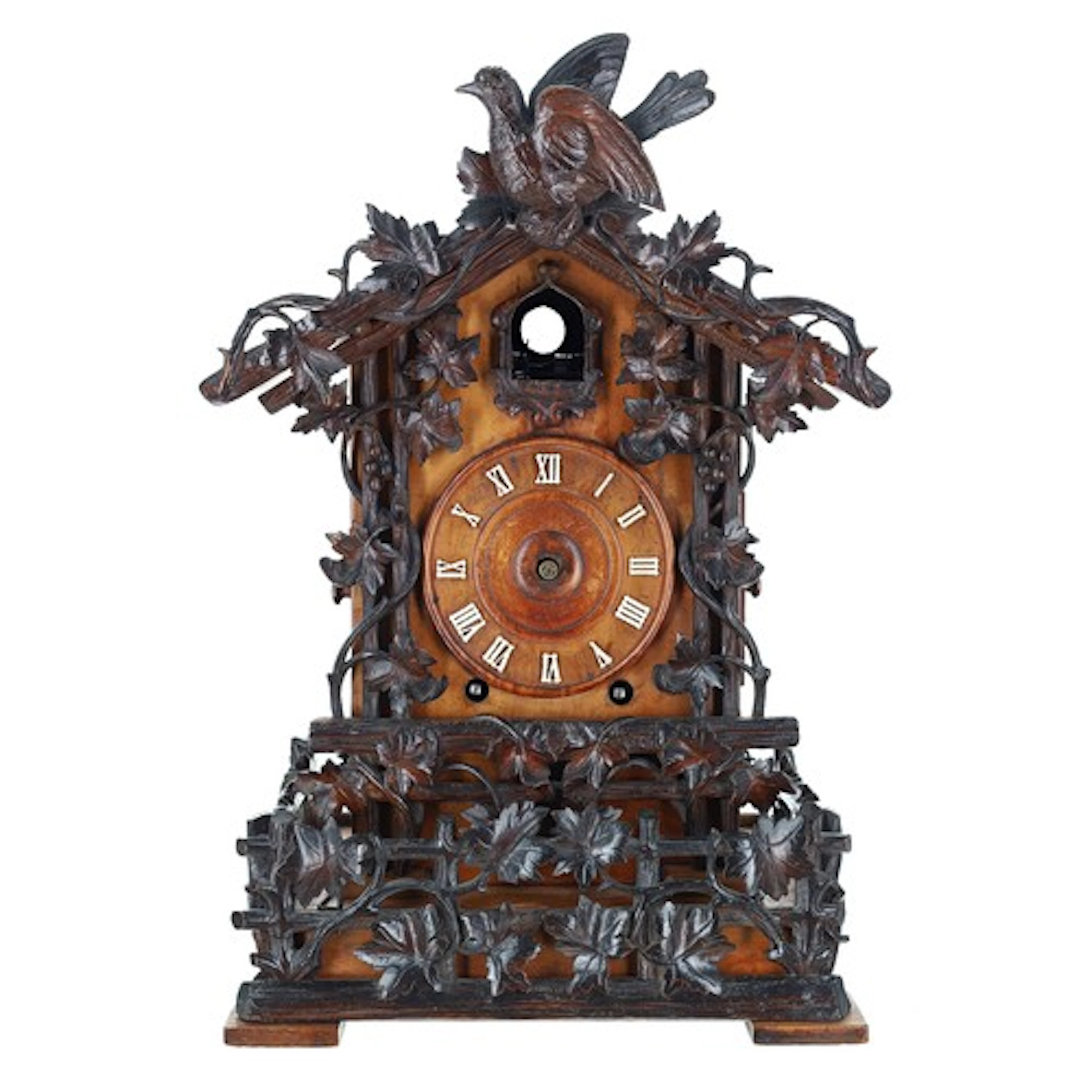 Late 19th century German Black Forest two train cuckoo mante...