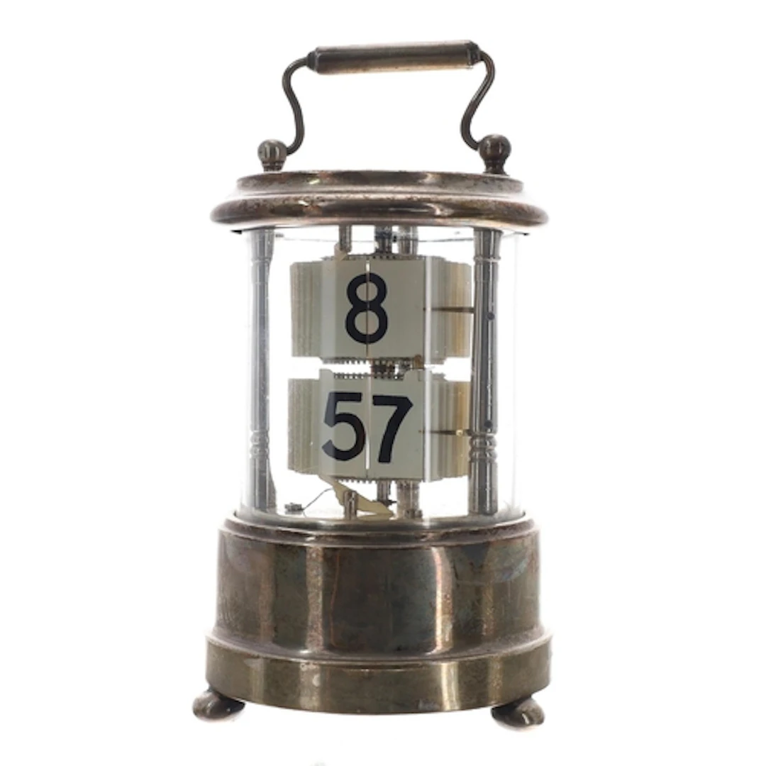 Unusual George V silver cased ticket clock timepiece, London...
