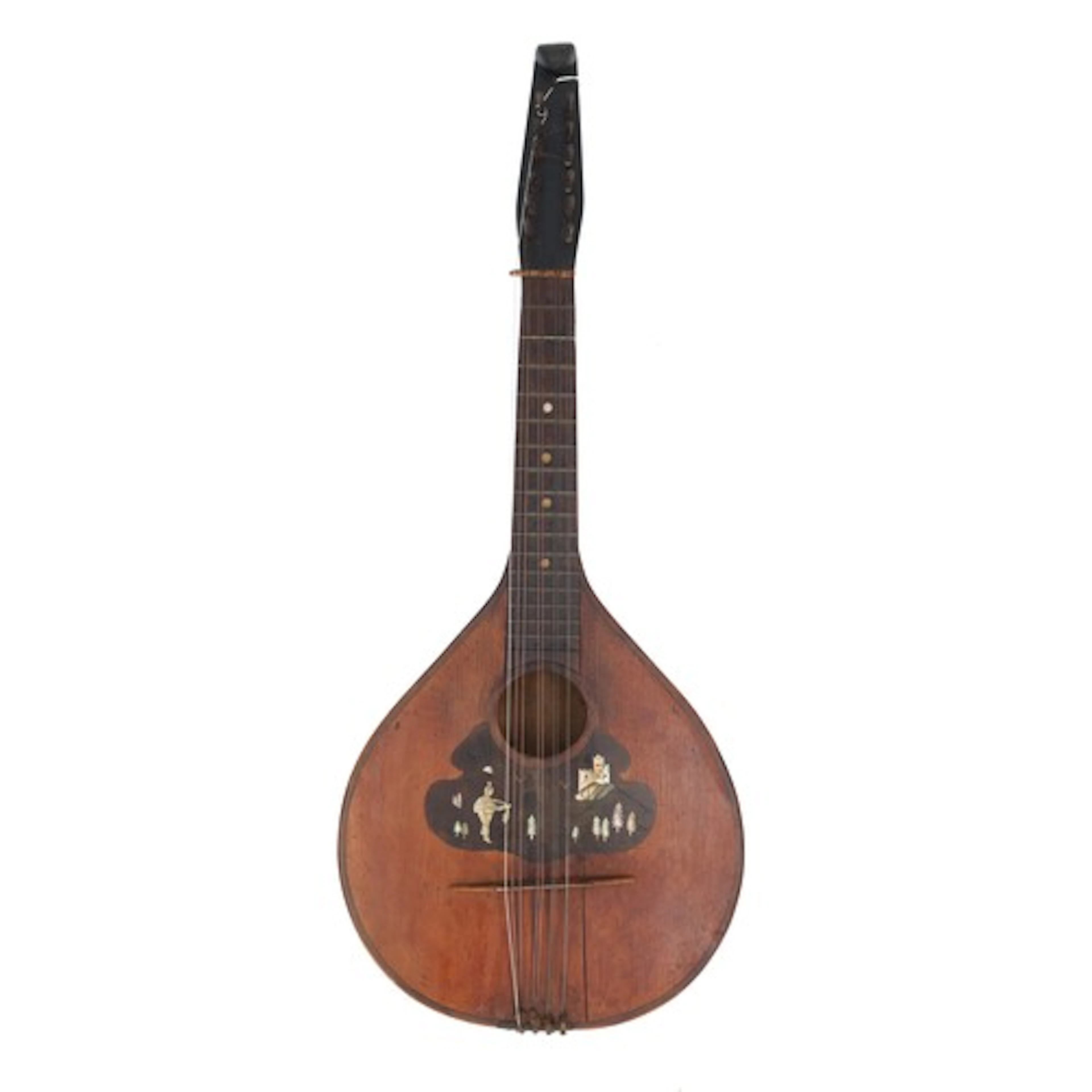 German nine string waldzither, 18th century, having key wind...
