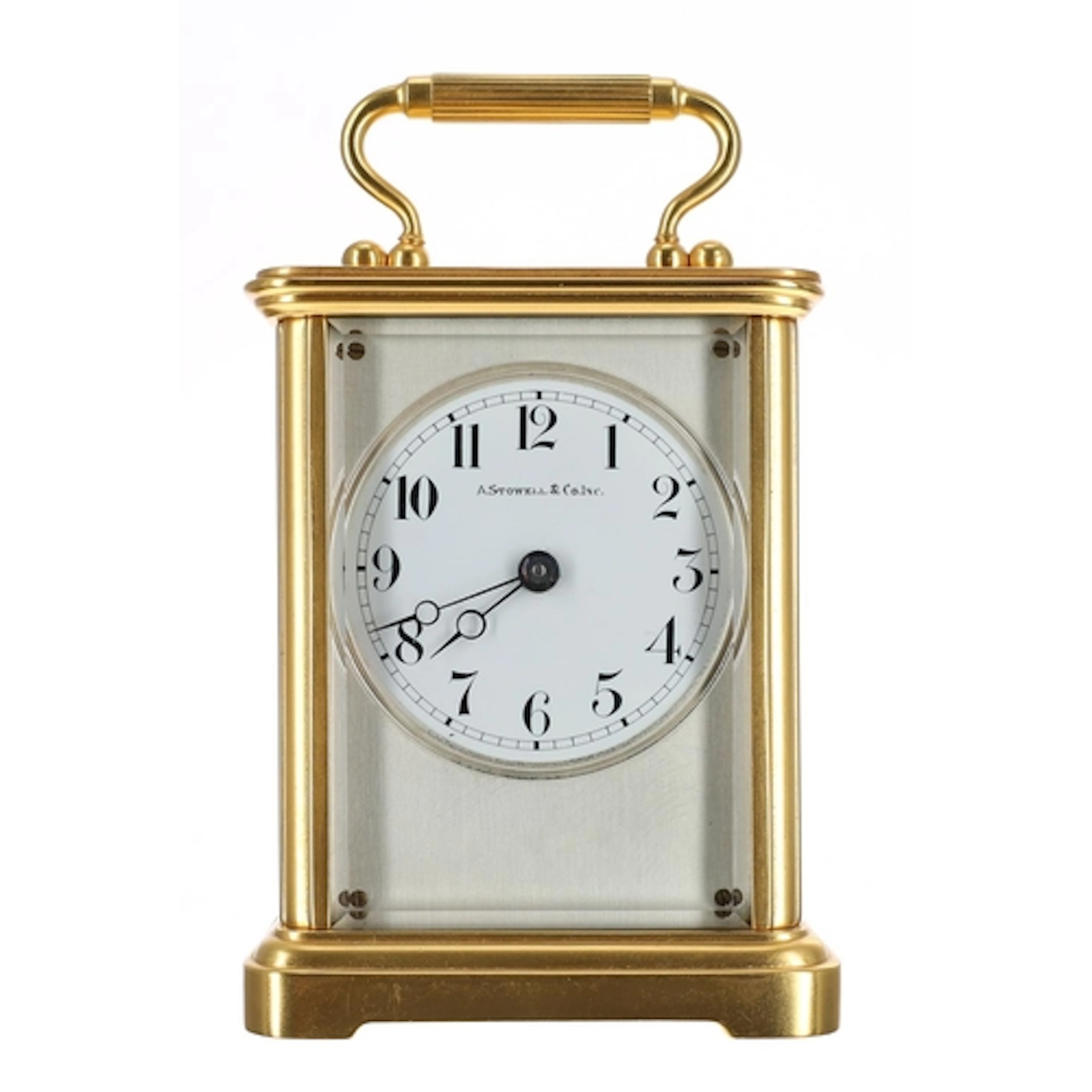 Early 20th century American gilt carriage clock timepiece, s...