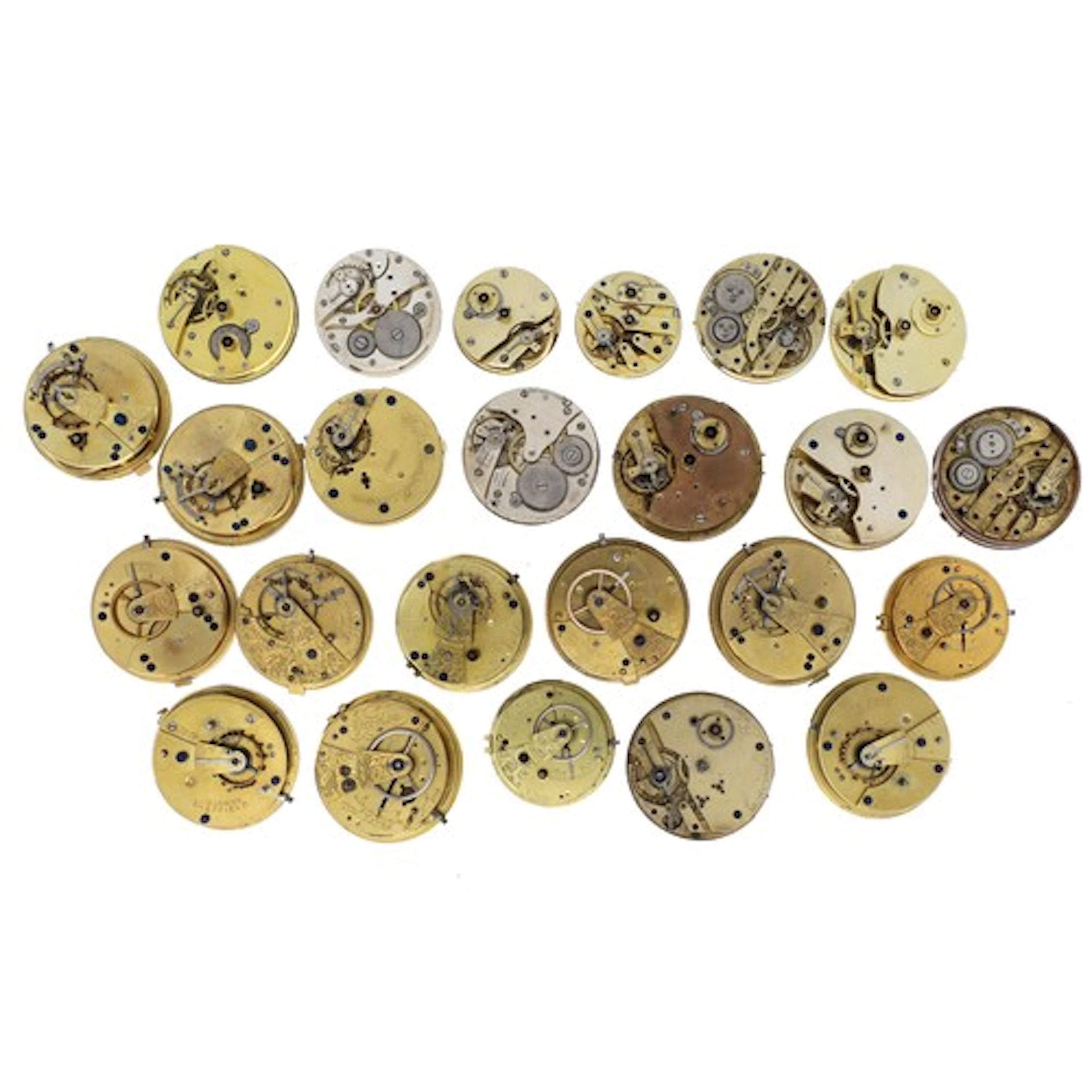 Twenty-four assorted pocket and fob watch movements to inclu...