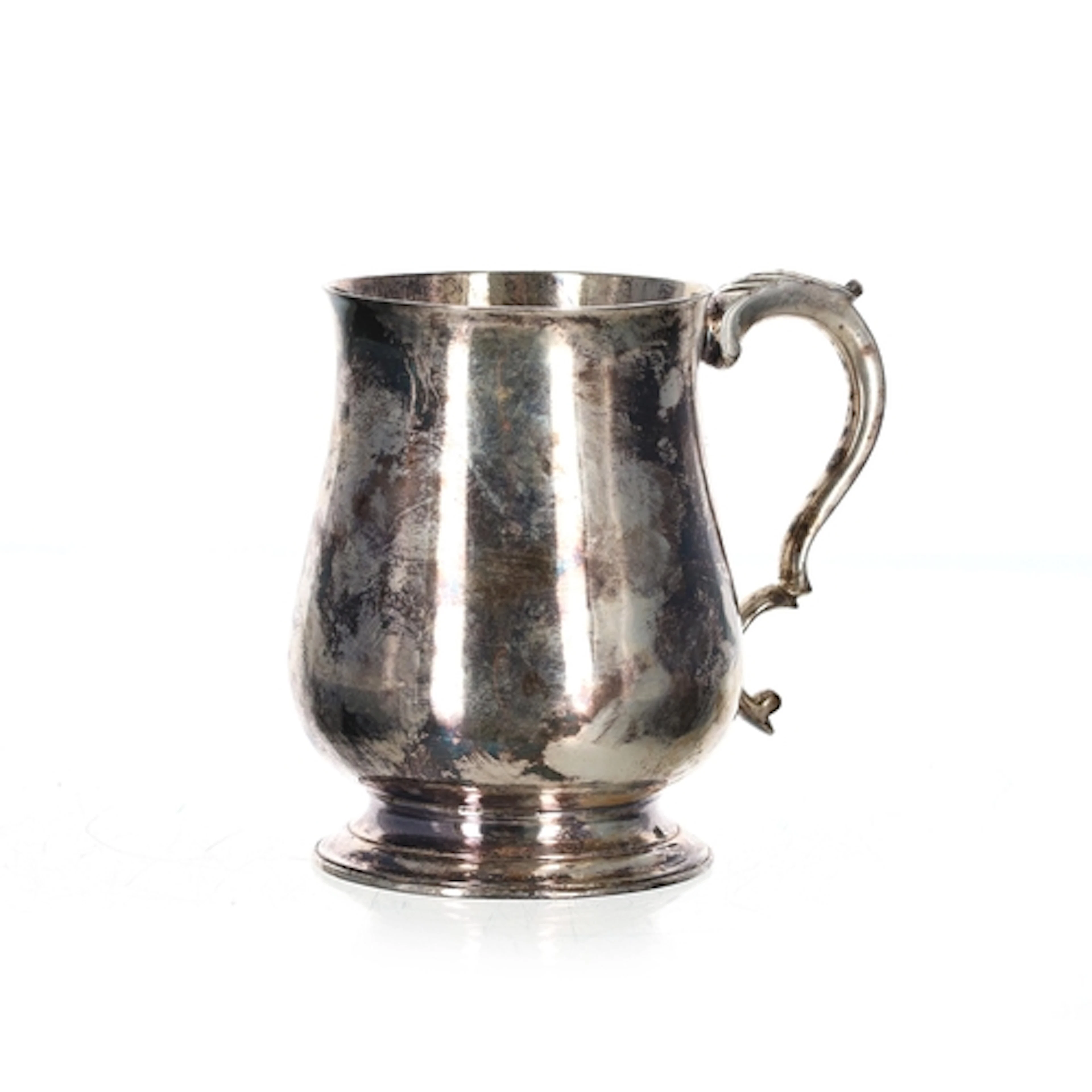 George III silver baluster mug, with leaf capped ear shaped ...