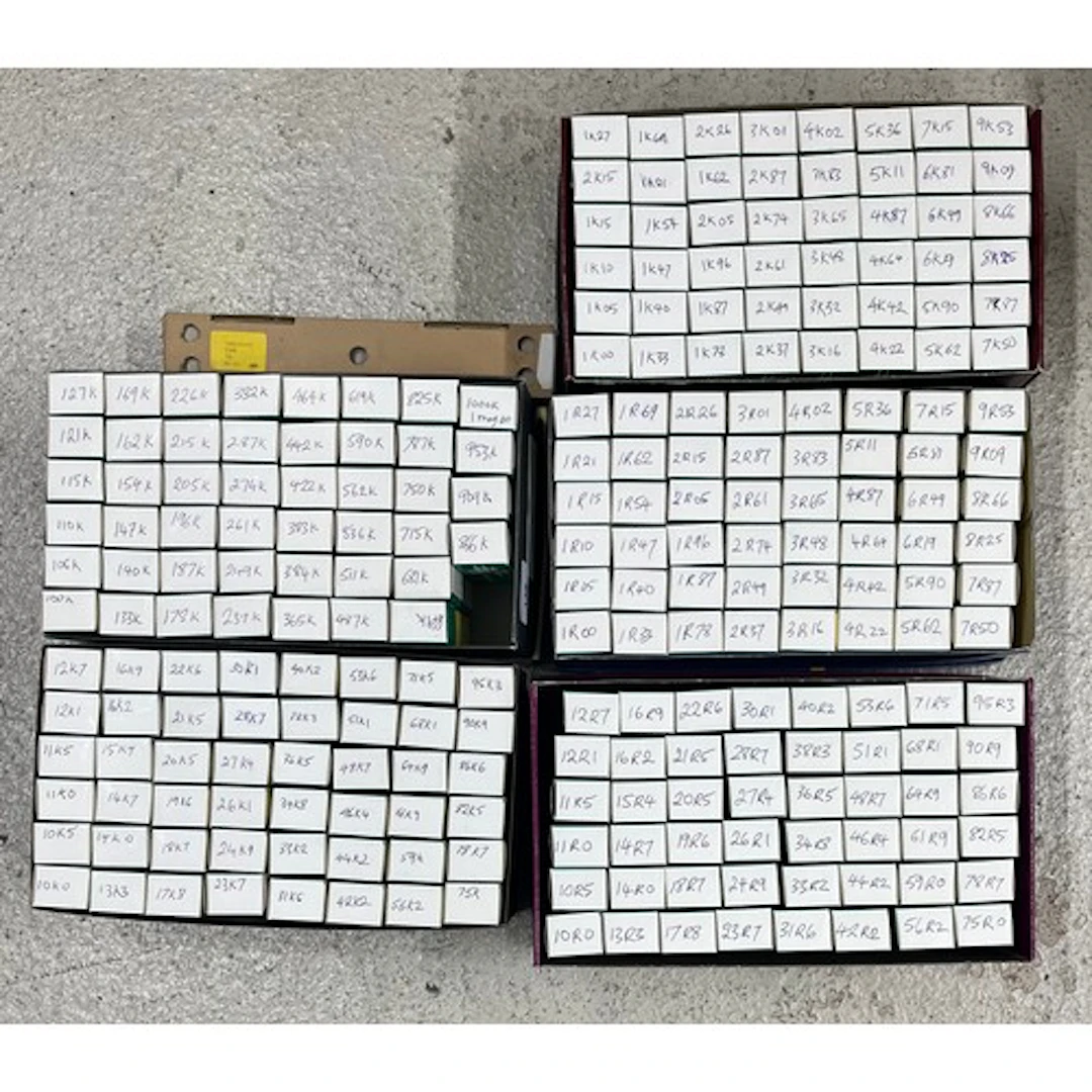 Collection of assorted through hole fixed resistors manufact...