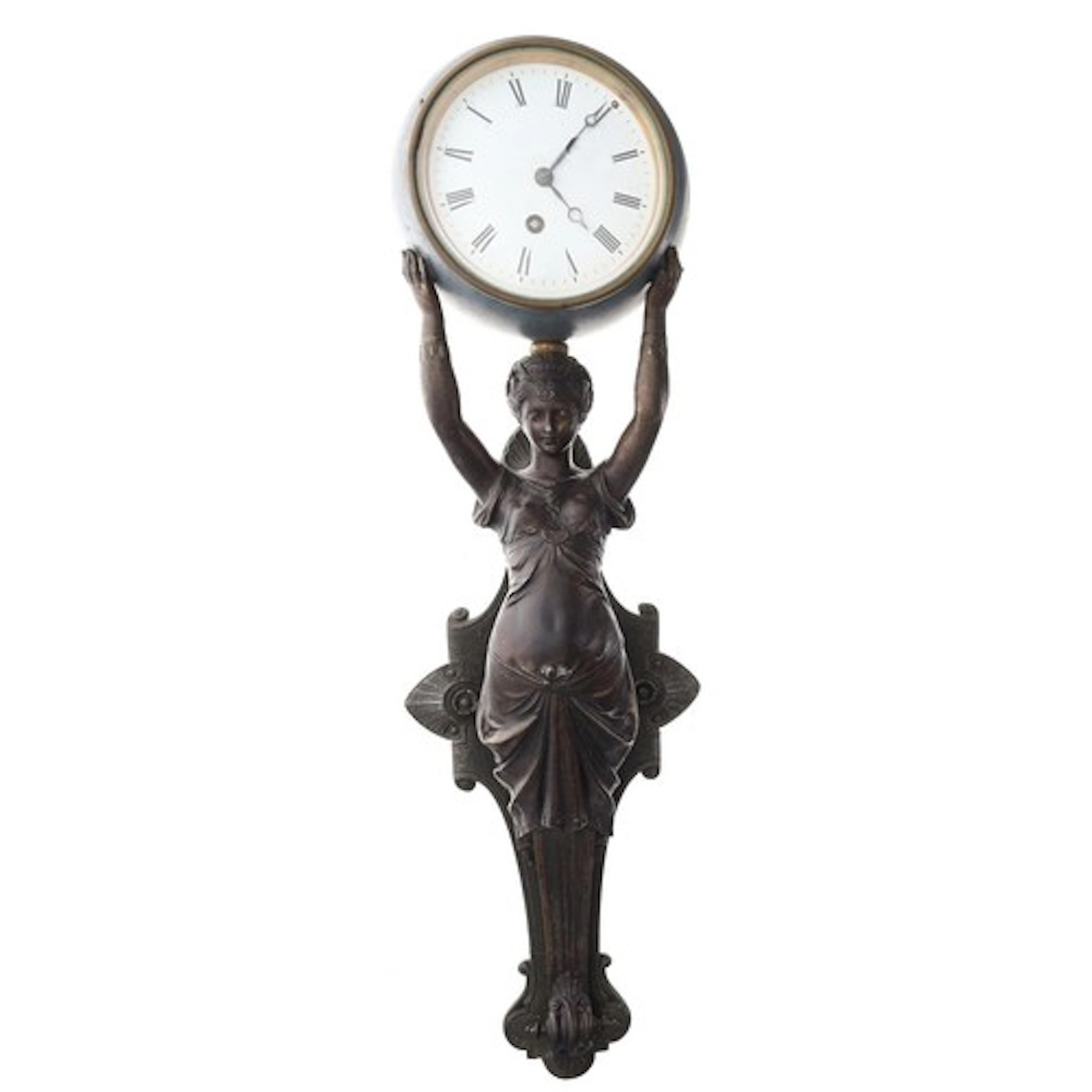 Late 19th century French spelter figural wall clock, the 5" ...