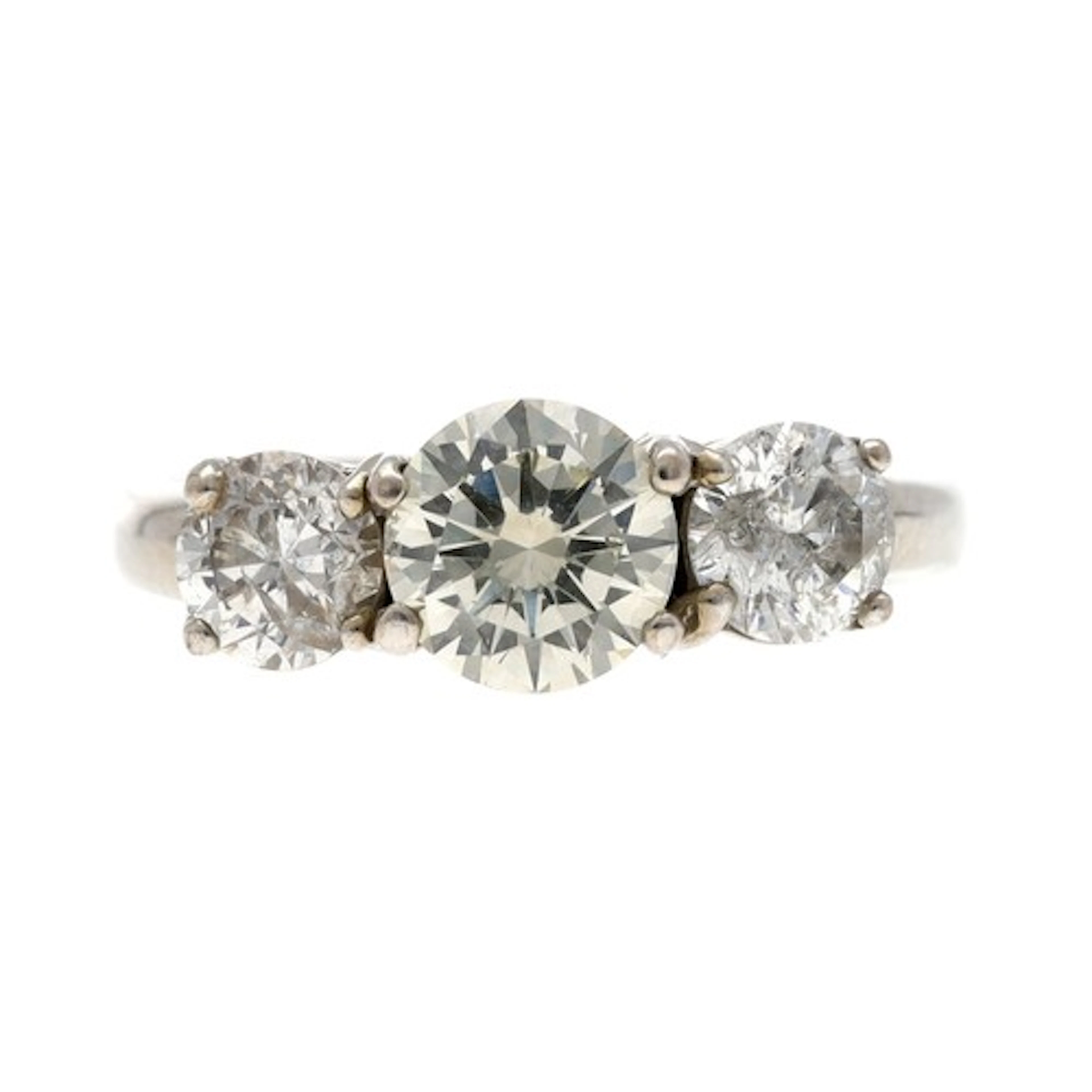 Good platinum three stone diamond ring, 1.62ct approx in tot...