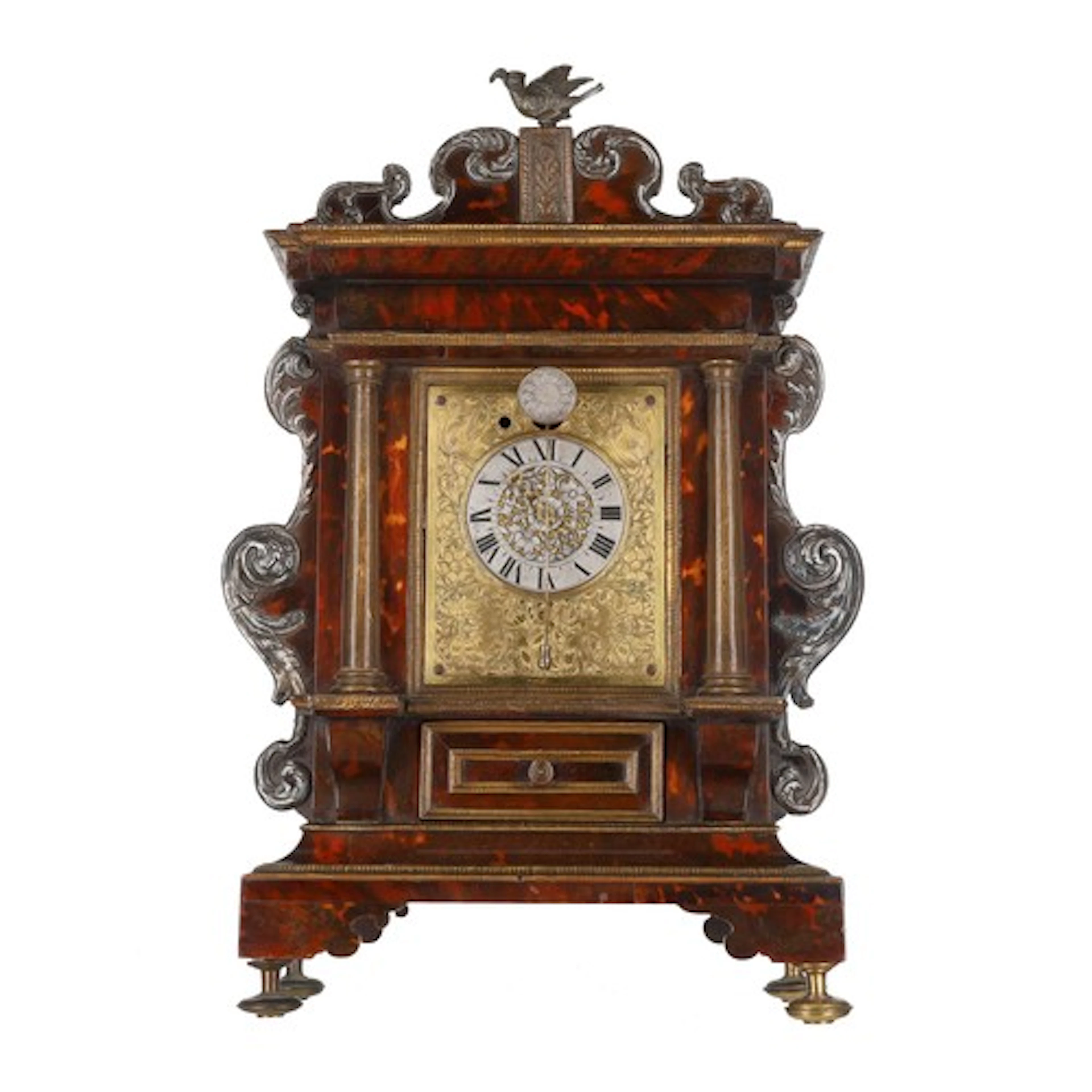 Interesting and early two train table clock, the movement wi...