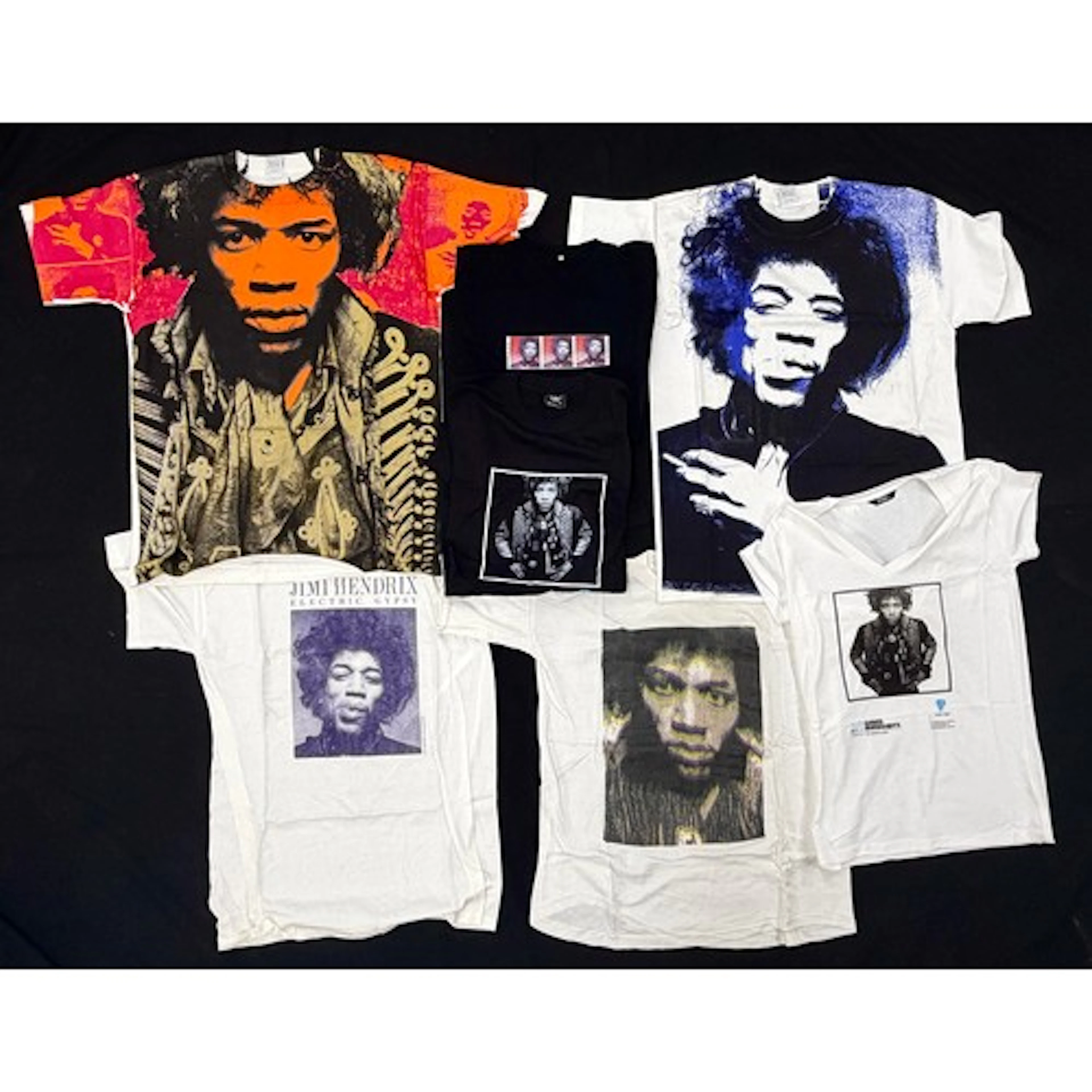 Jimi Hendrix - Seven various T-shirts, each printed with ico...