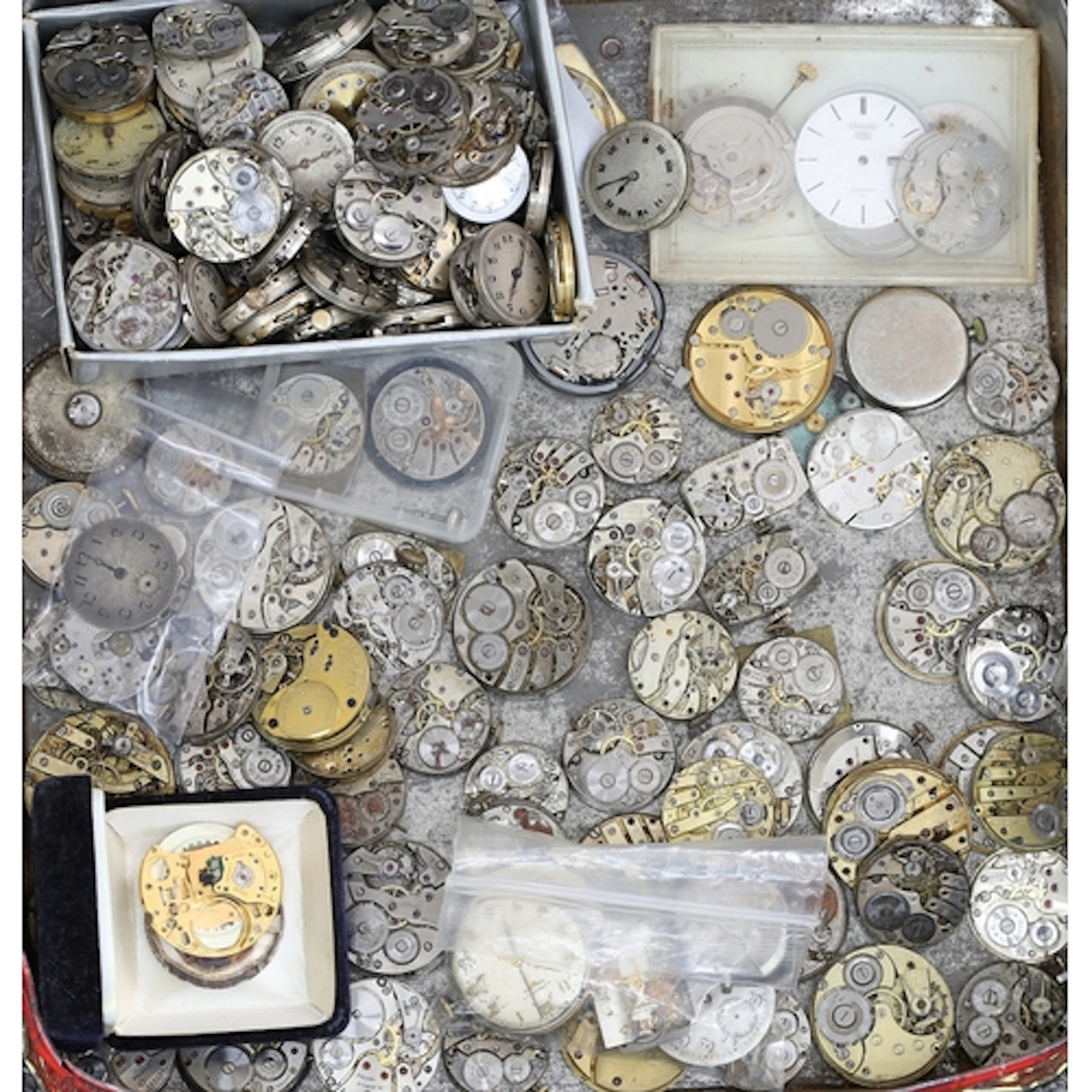 Quantity of assorted watch movements to include Longines, Lo...