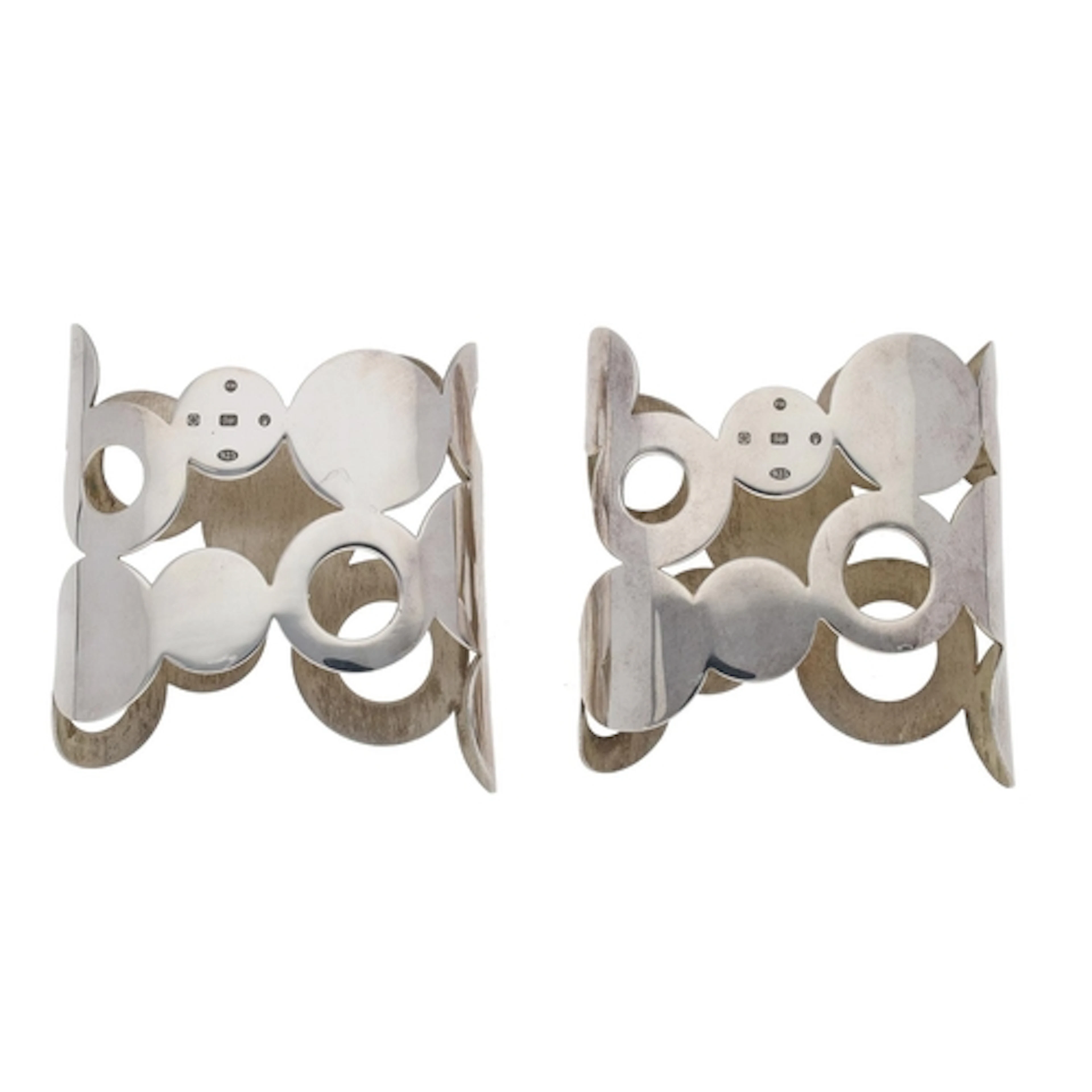 Pair of modern silver 'Bubble' napkin rings, maker Francis H...