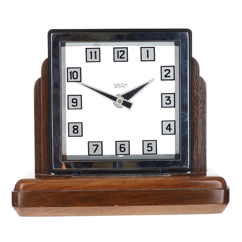 Smith's Electric Art Deco mystery mantel clock, the square g...