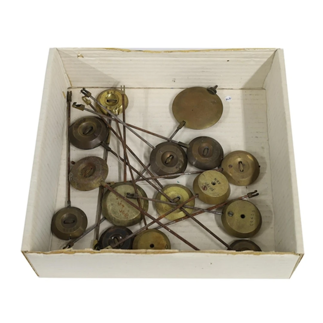 Collection of clock pendulums, mostly for French mantel cloc...