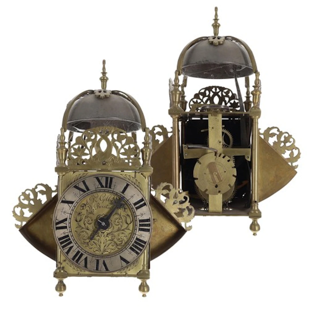 English hook and spike winged verge lantern clock, signed Rd...